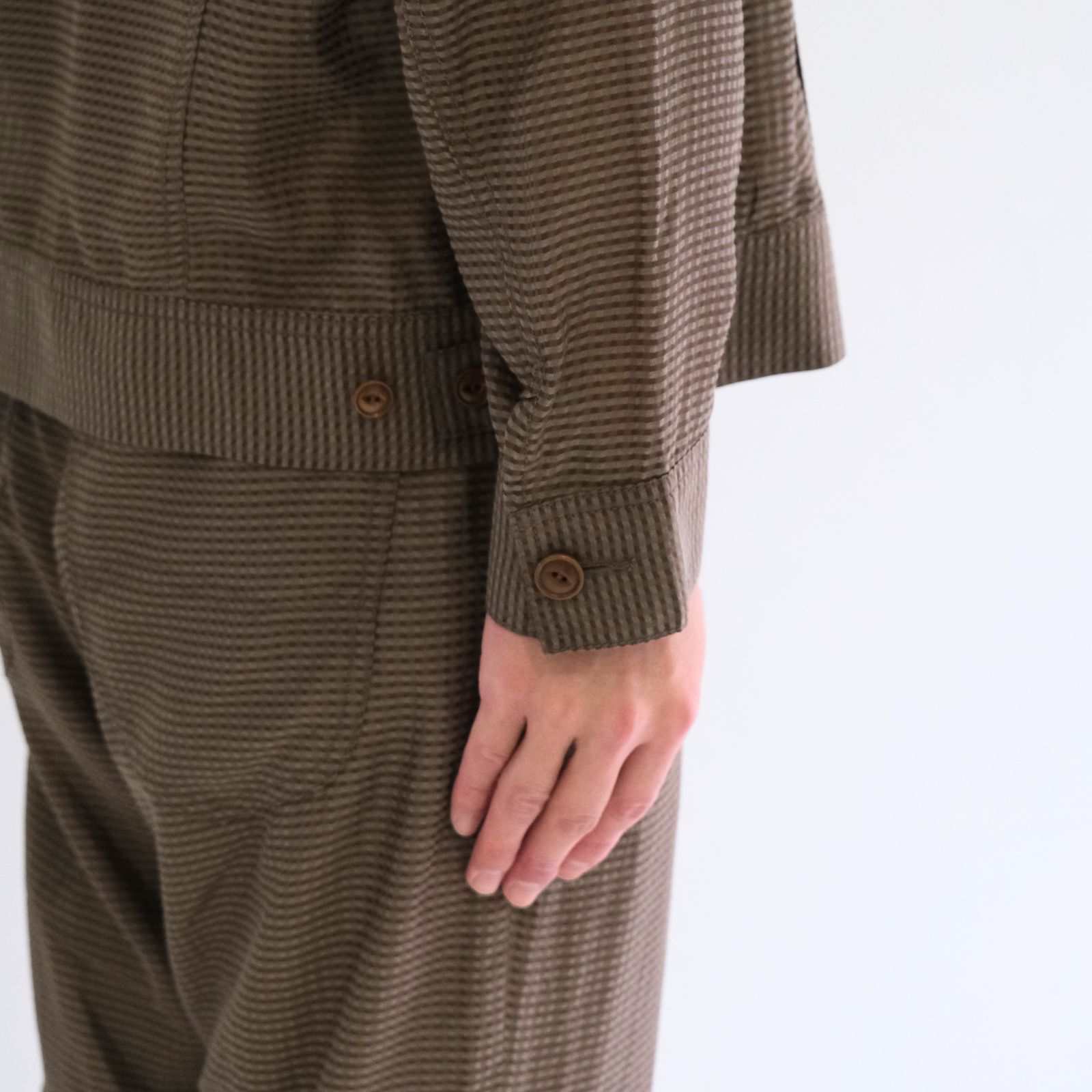 Lee / SEVEN BY SEVEN / SHEER COWBOY JACKET ‐Gingham Check Indian fabric‐ （Greige）