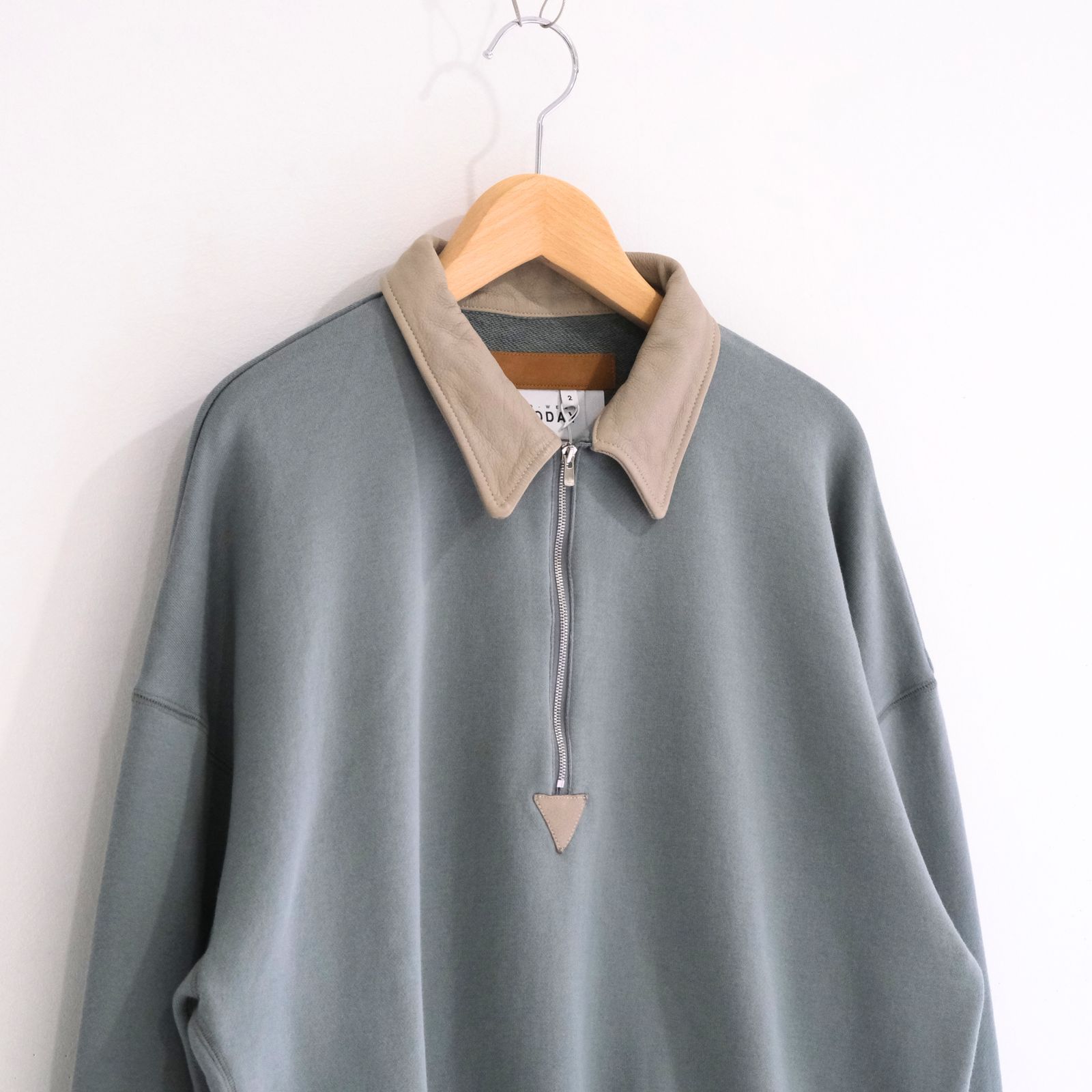 "BROTHERS" Leather x Original Supima Aging Cotton Sweat（DUSTY GREEN）