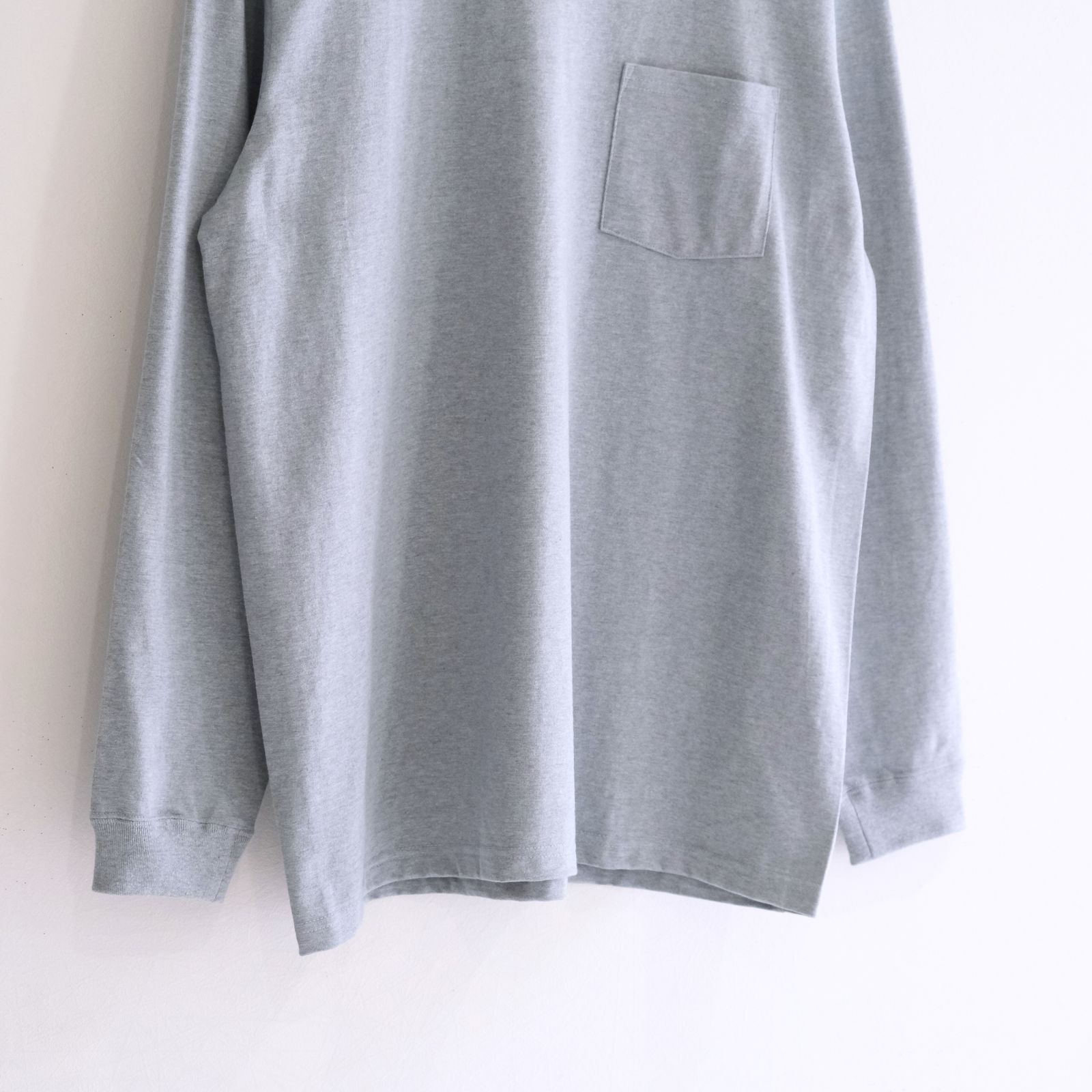 WRAP AROUND POCKET TEE L/S - Raffy plainstitch - / ロンT / ロングスリーブTシャツ / ラフィー / Blue