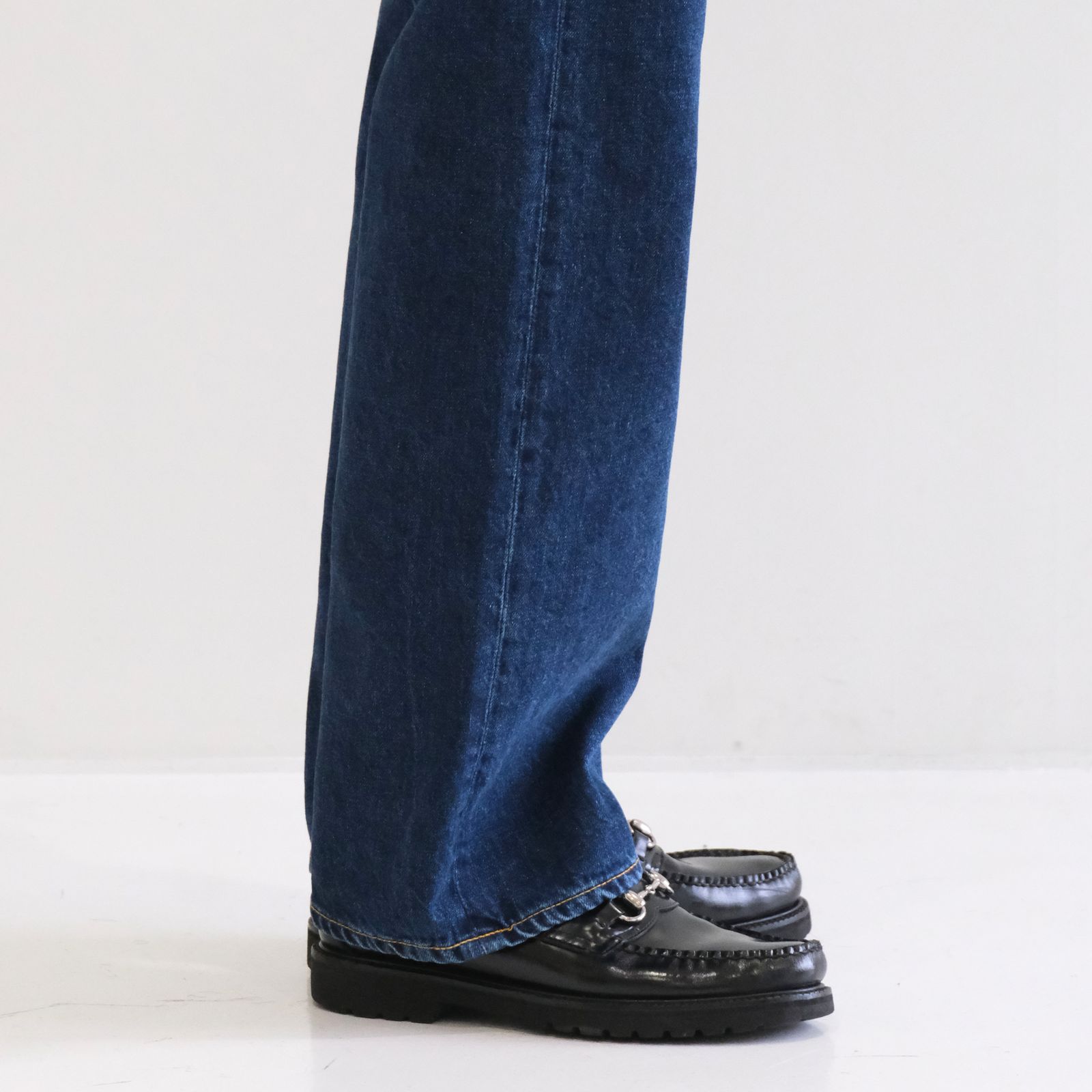 【残り1点】"JUDE II" LEATHER New Standard Straight by 12oz Denim（BLUE）