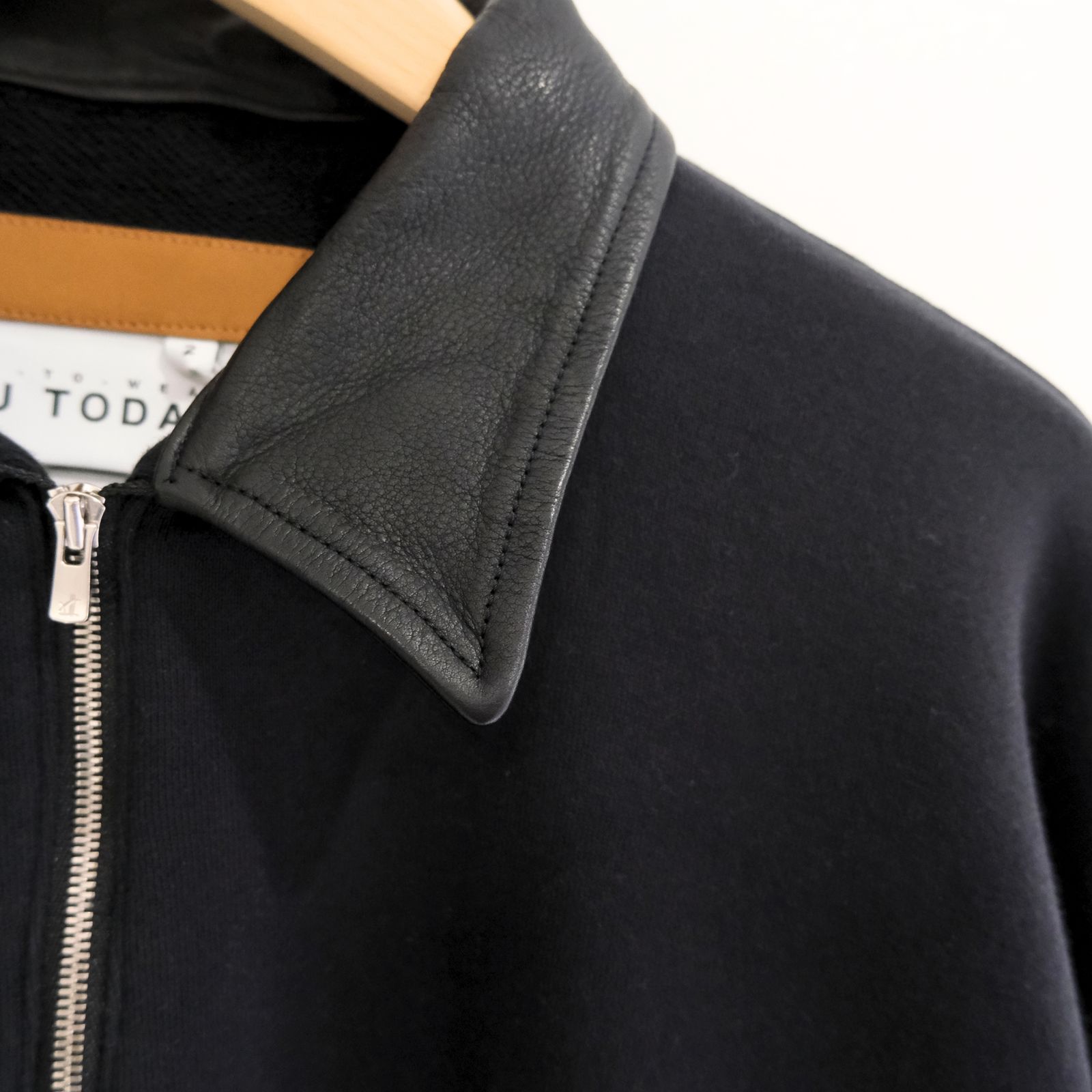 【残り1点】"BROTHERS" Leather x Original Supima Aging Cotton Sweat（BLACK）