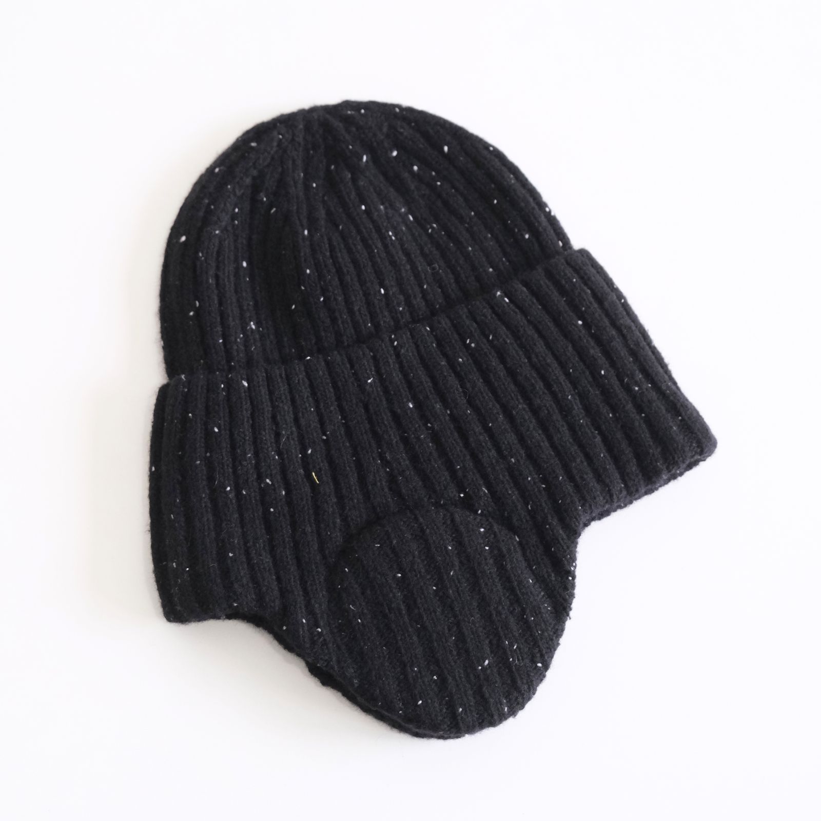 【残り1点】Flap Beanie（SPECKLED BLACK）