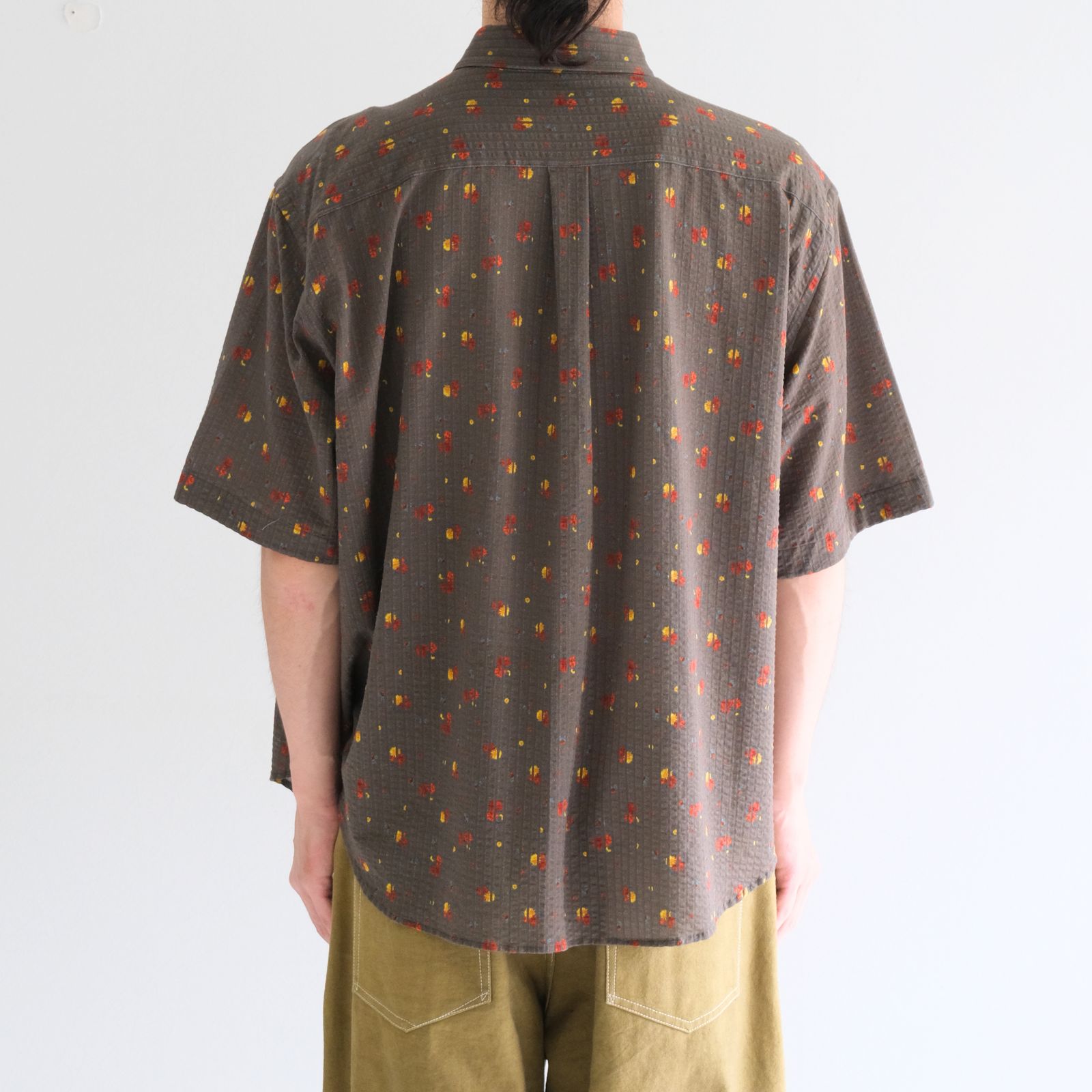 36G Linen Sucker Flower Atmosphere S/S Shirt / シャツ / 半袖 / ニットサッカー生地 /  KHAKI