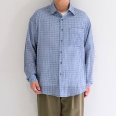 PREMIUM RONACHECK WRINKLE OVER SIZED SHIRTS / シャツ / LIGHT SKY BLUE