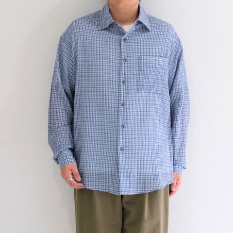 PREMIUM RONACHECK WRINKLE OVER SIZED SHIRTS / シャツ / LIGHT SKY BLUE