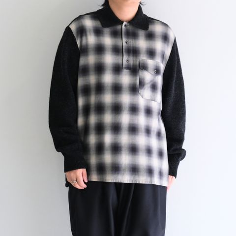 OMBRE CHECK PULLOVER KNIT SHIRTS ‐Cotton / Yak & Wool‐ / ニットシャツ / ニット / シャツ / プルオーバー /  オンブレチェック / Check