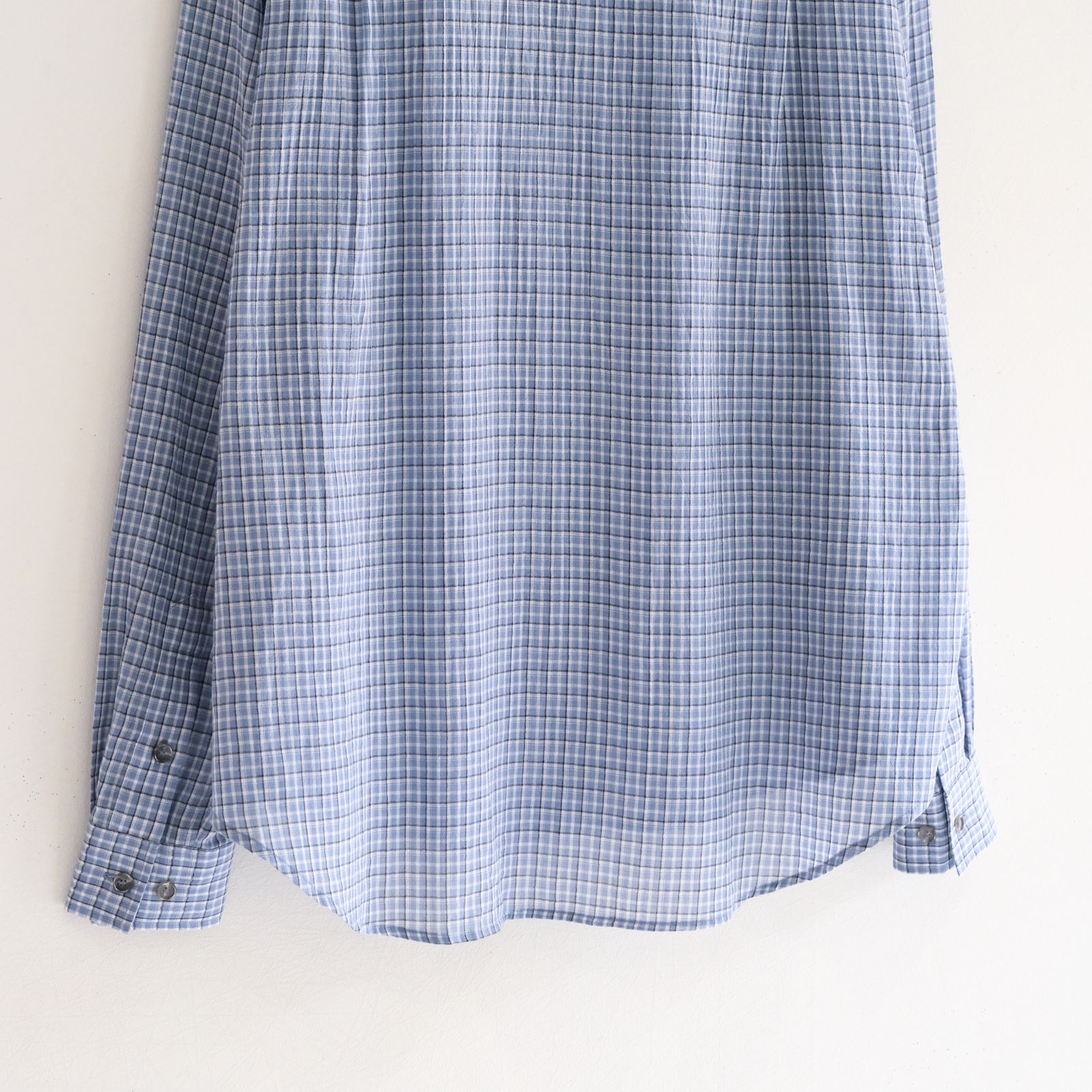 PREMIUM RONACHECK WRINKLE OVER SIZED SHIRTS / シャツ / LIGHT SKY BLUE