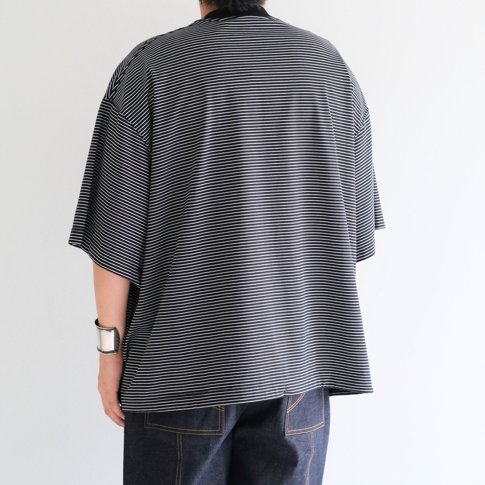 BALLOON BORDER SHORT SLEEVE T-SHIRT / Tシャツ / バルーン / ボーダー / BLACK × WHITE