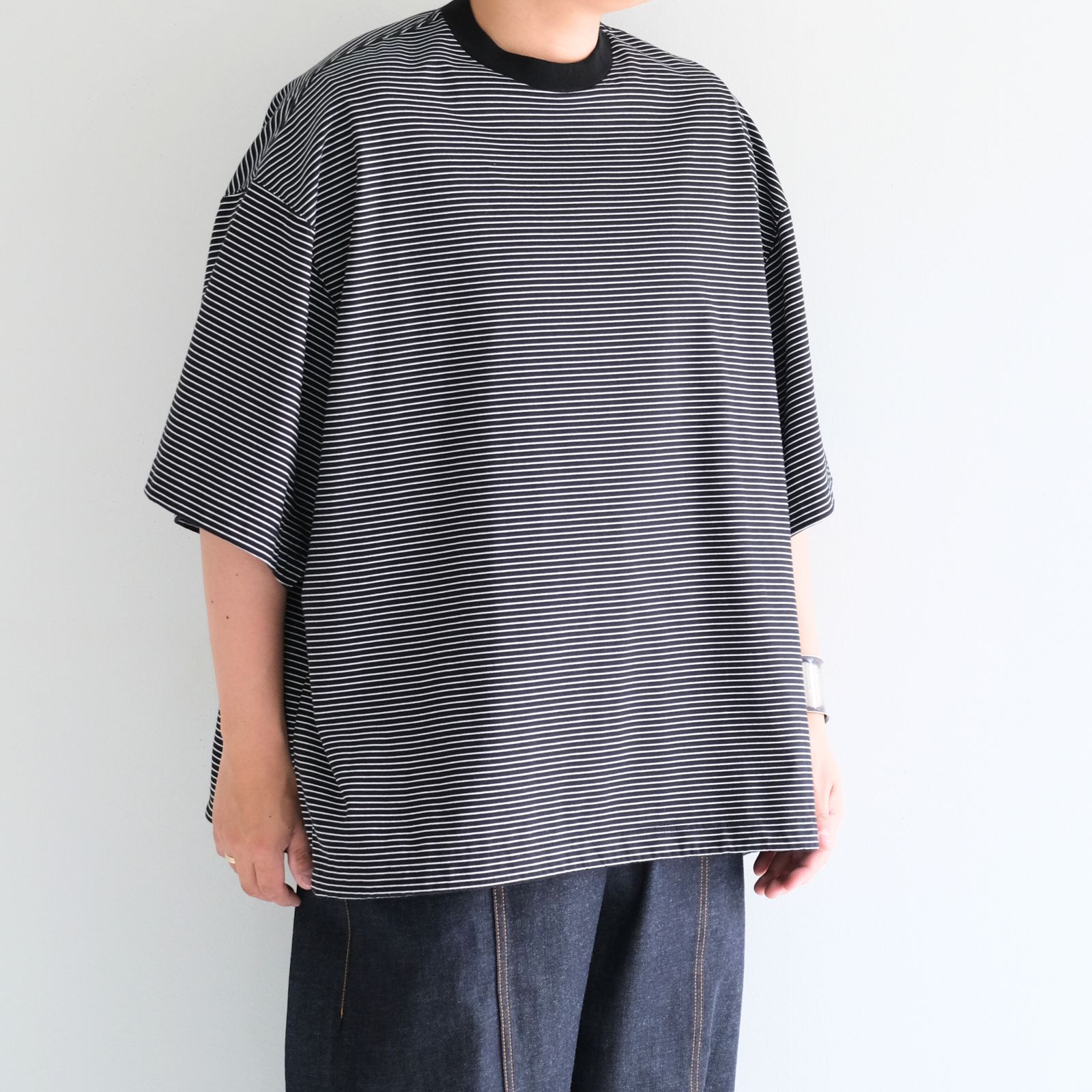 BALLOON BORDER SHORT SLEEVE T-SHIRT / Tシャツ / バルーン / ボーダー / BLACK × WHITE