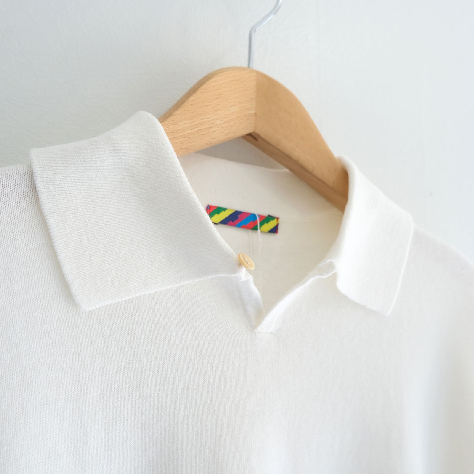 Knitted Polo Shirt /  ニット ポロ シャツ（WHITE）