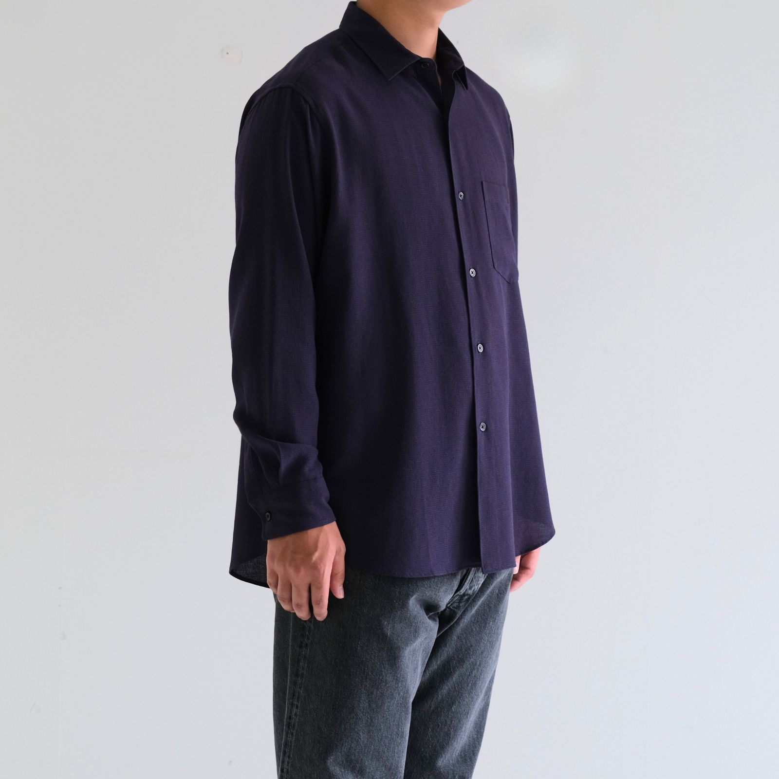 RAYON LINEN CHECK SHIRT / シャツ / チェック / BLUE・BROWN