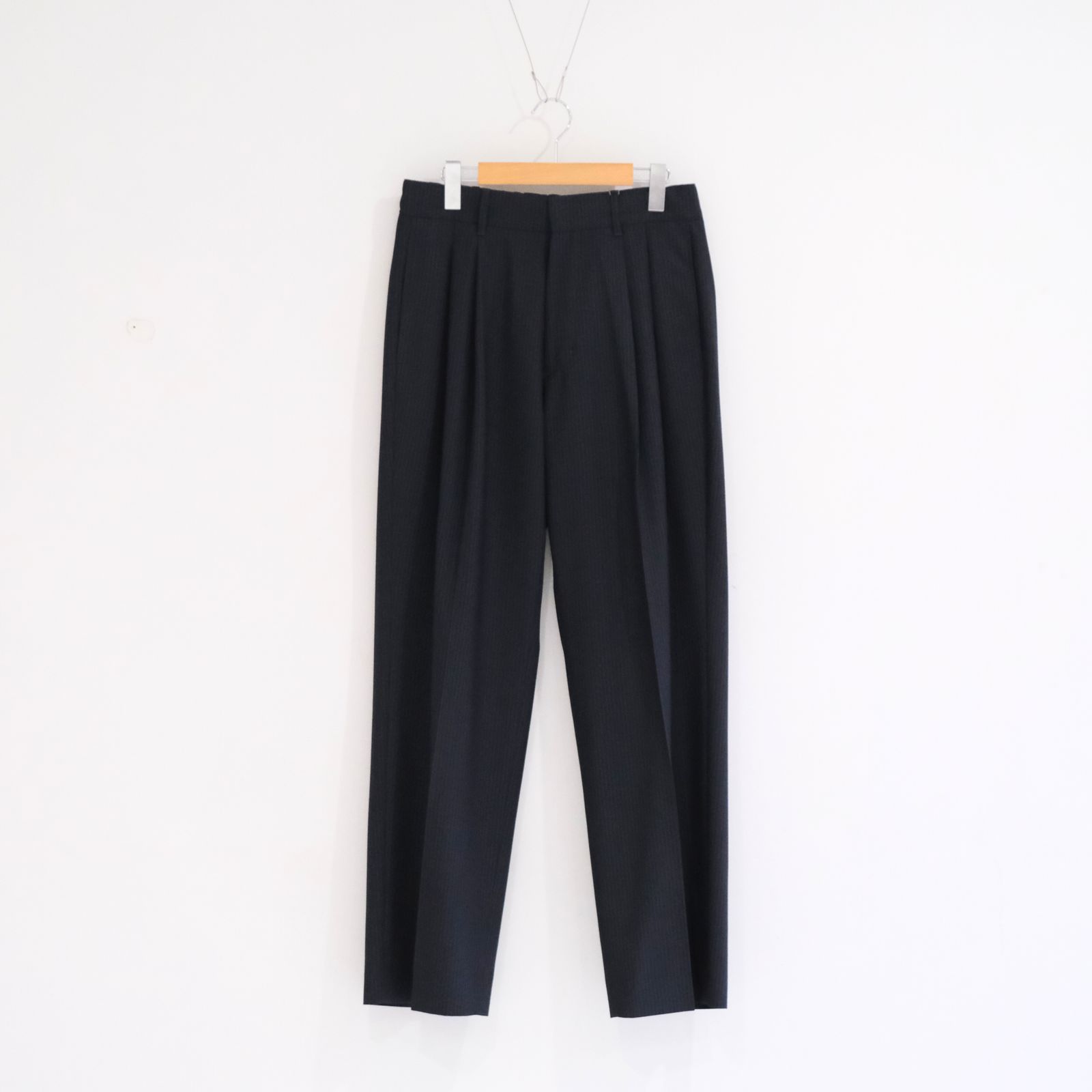 Narrow Stripe Tapered Slacks / ナロー ストライプ テーパード スラックス（HEATHER CHARCOAL）