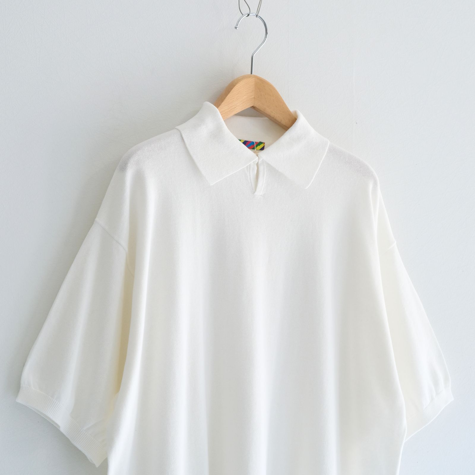 Knitted Polo Shirt /  ニット ポロ シャツ（WHITE）