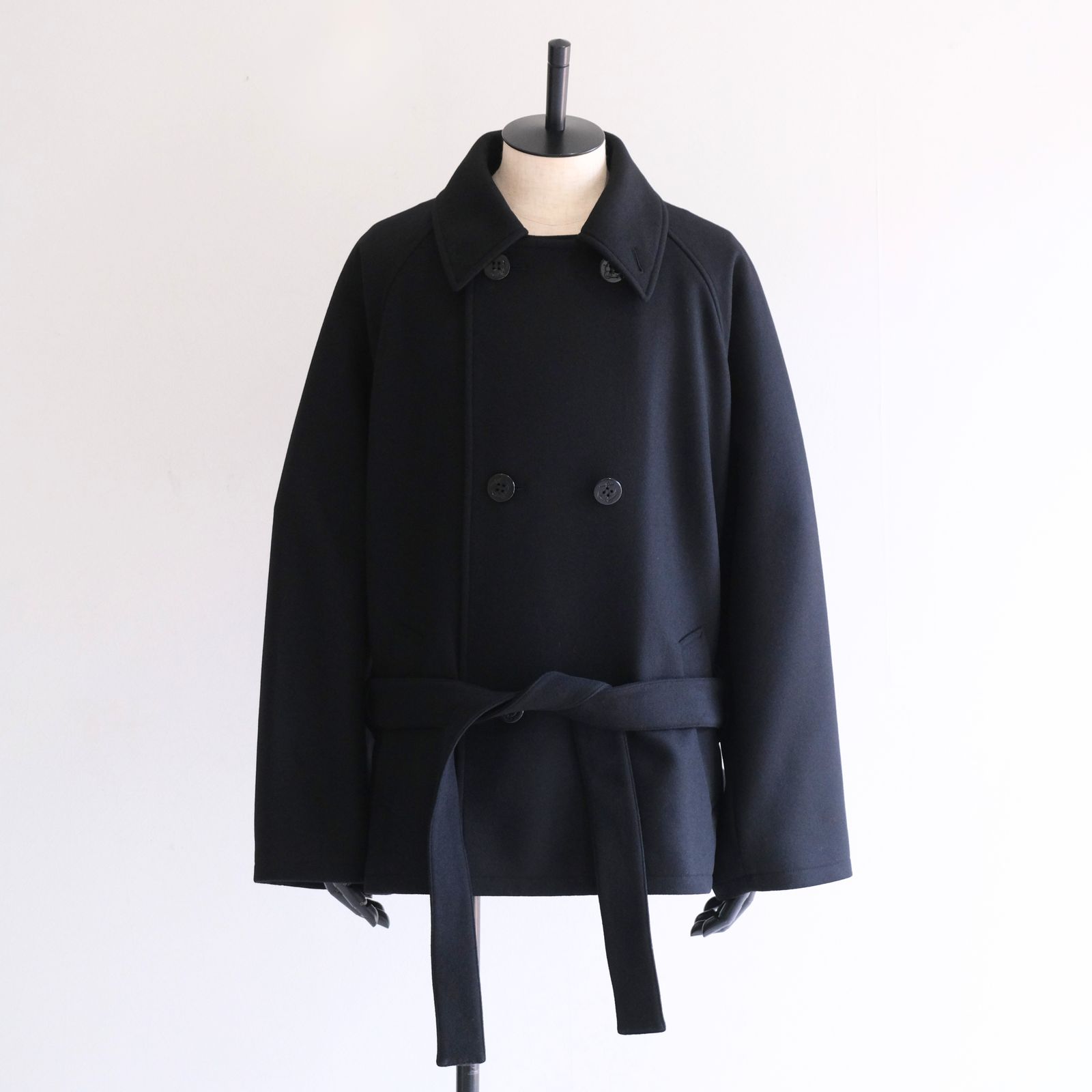 【残り1点】Wool Raglan Pea Coat（Black）