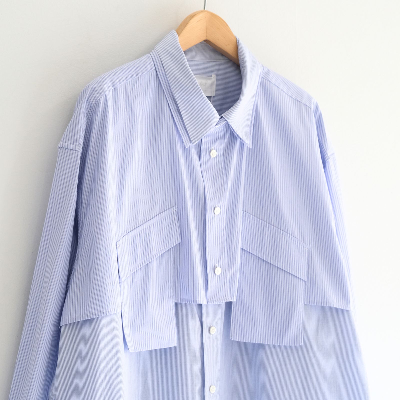 【残り1点】Layered Shirt / レイヤード シャツ（Sax Stripe）