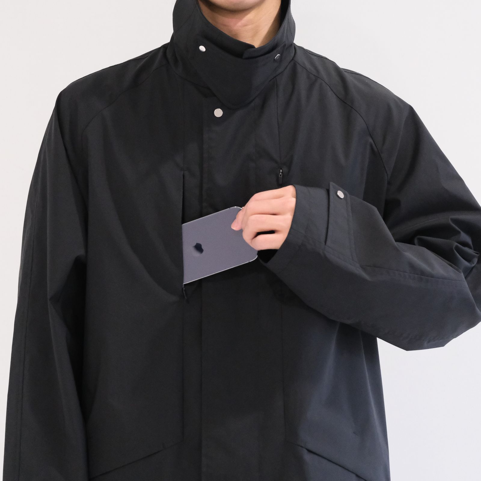 WATER RESISTANT WOOL BALMACAAN COAT（BLACK）