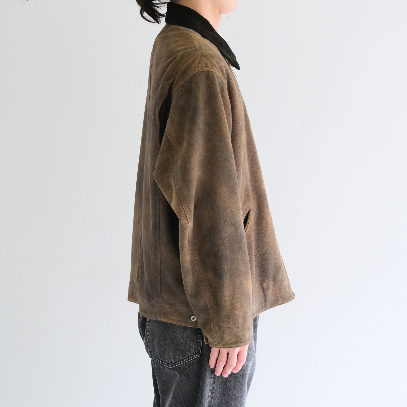 【残り1点】LEATHER DETROITJACKET ‐Goat suede Antique finish‐ / レザーデトロイトジャケット ‐ゴートスエード アンティークフィニッシュ‐（Beige）