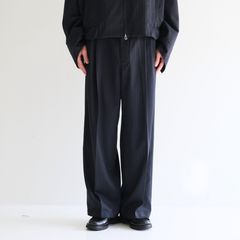 Merino Wool High-waist Slacks / メリノウール ハイウエスト スラックス（NAVY STRIPE）