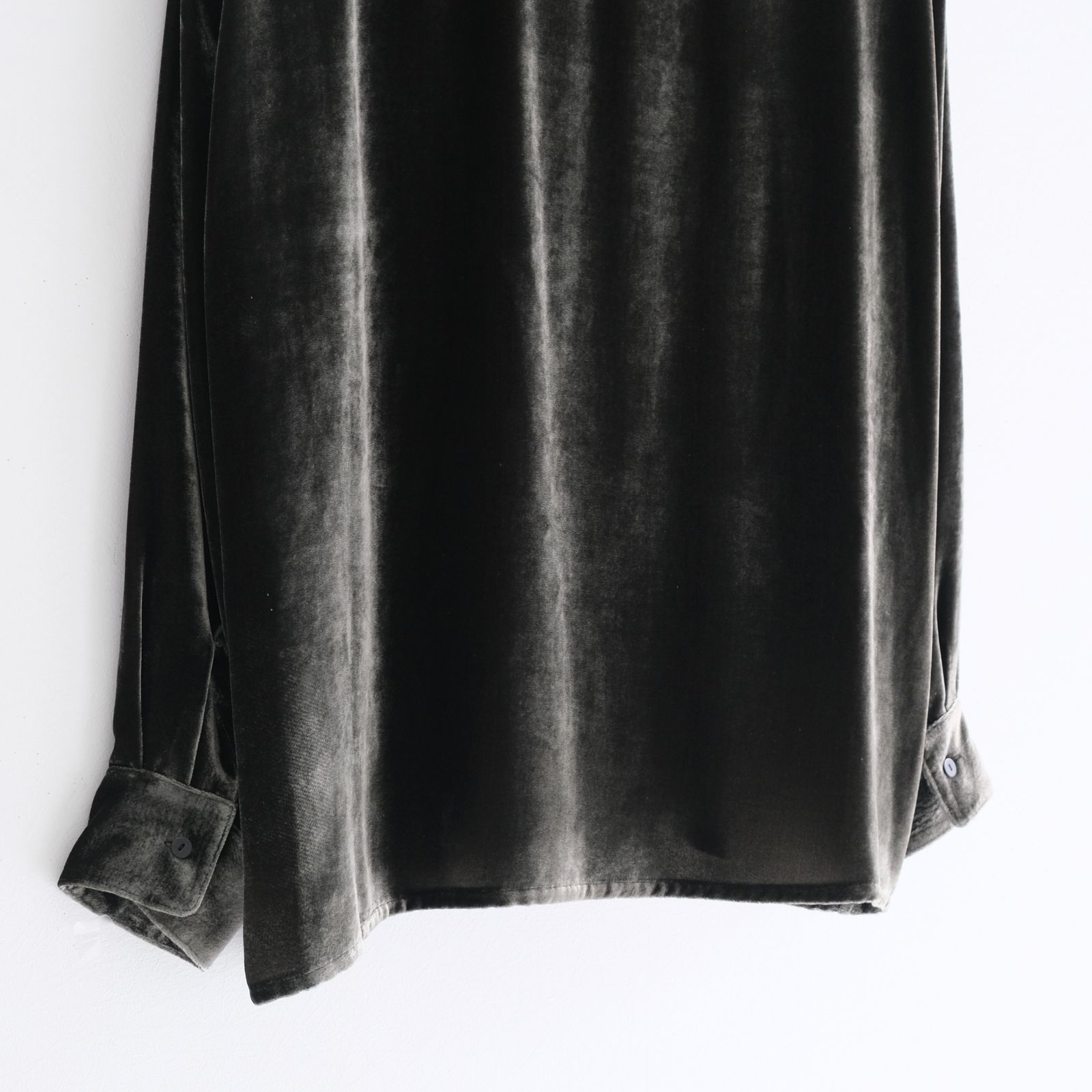 VELVET OPEN COLLAR SHIRTS ‐Silk Rayon‐ / シャツ / 開襟シャツ / シルク / レーヨン / ベルベット / Black