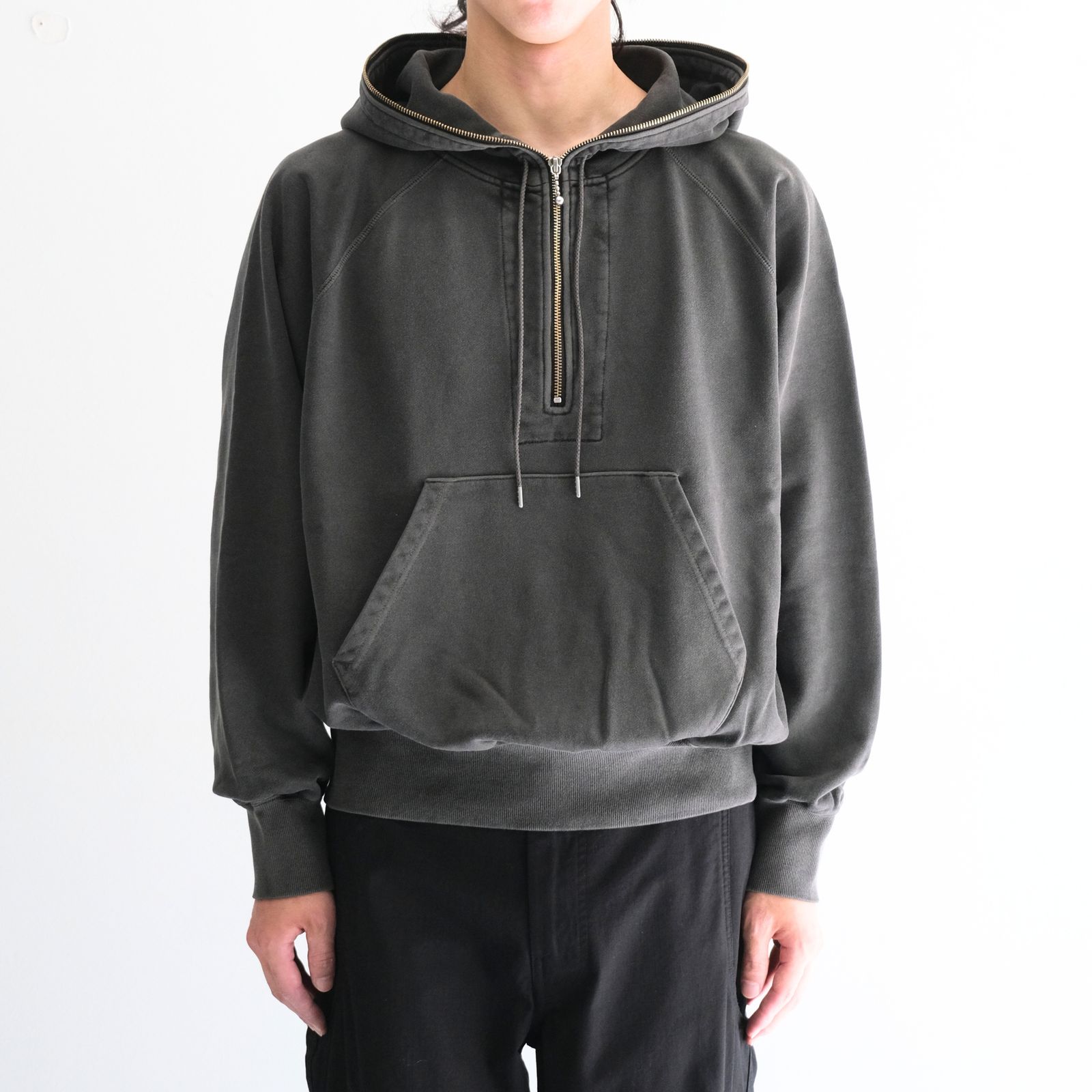 Processed Half-Zip Sweat Hoodie（Gray）