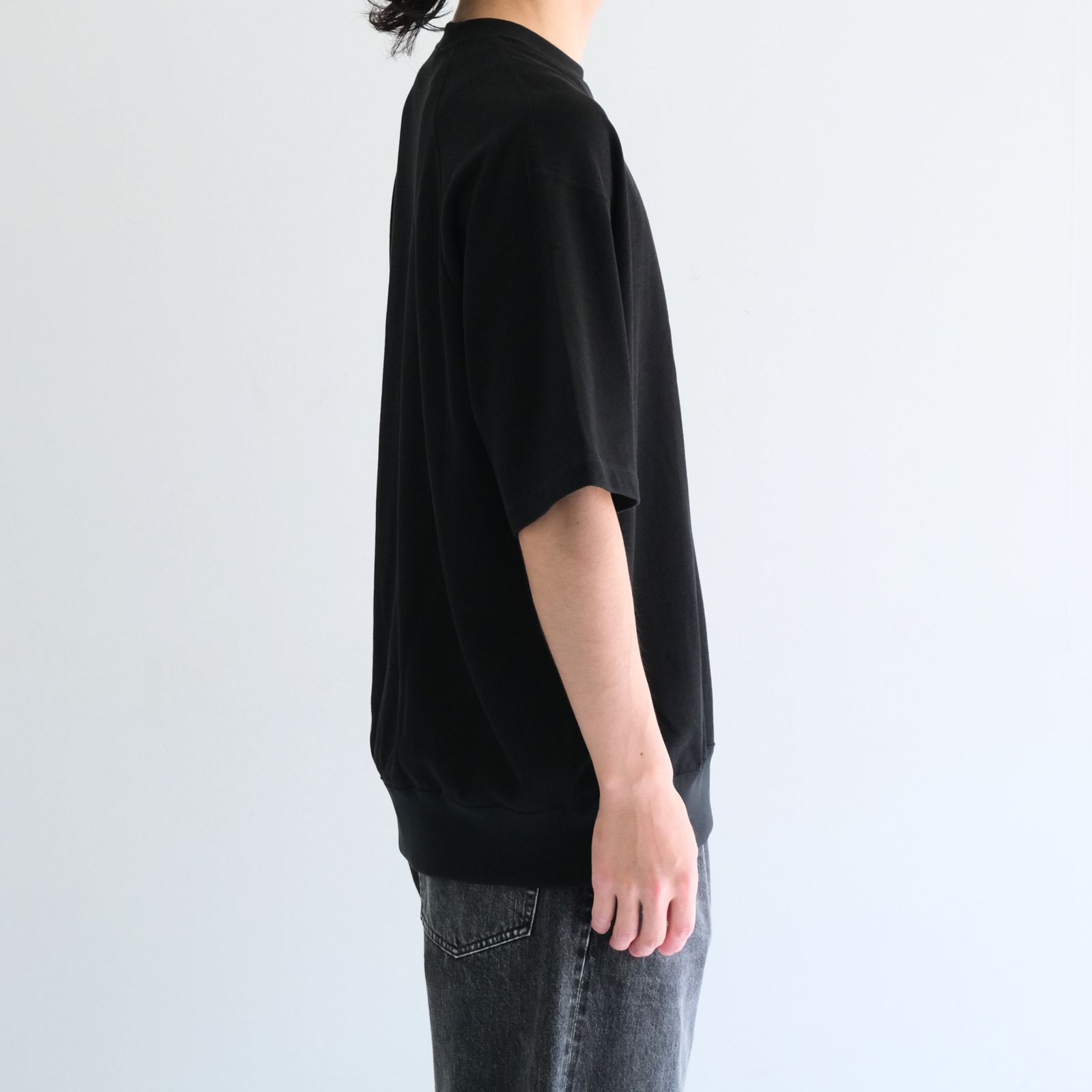 SOFT DRY SHORT LOOP TERRY SWEAT TEE （BLACK）