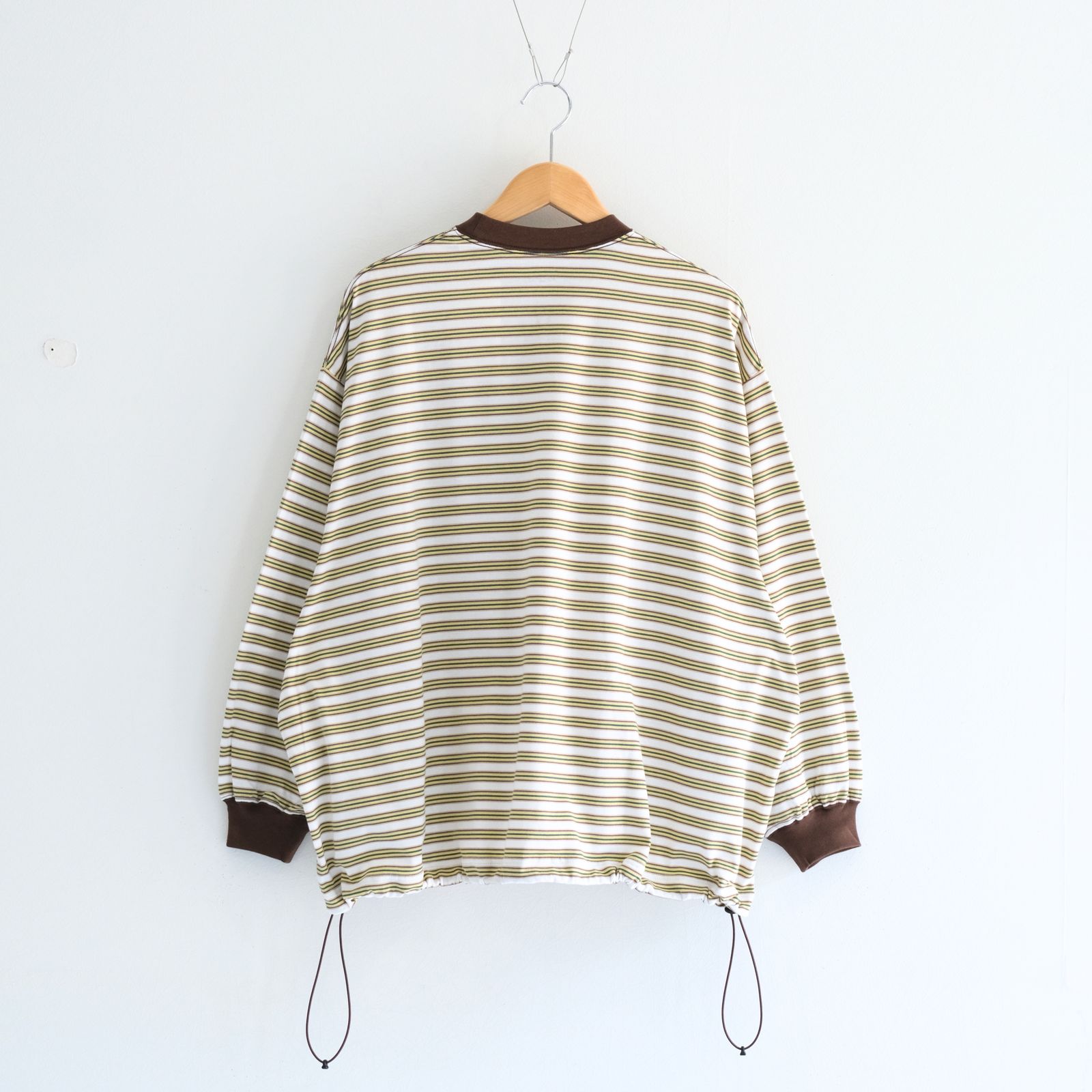【販売開始 : 7/18 (土) 00:00~】Balloon Border Long-sleeve T-Shirt（BROWN x GREEN）