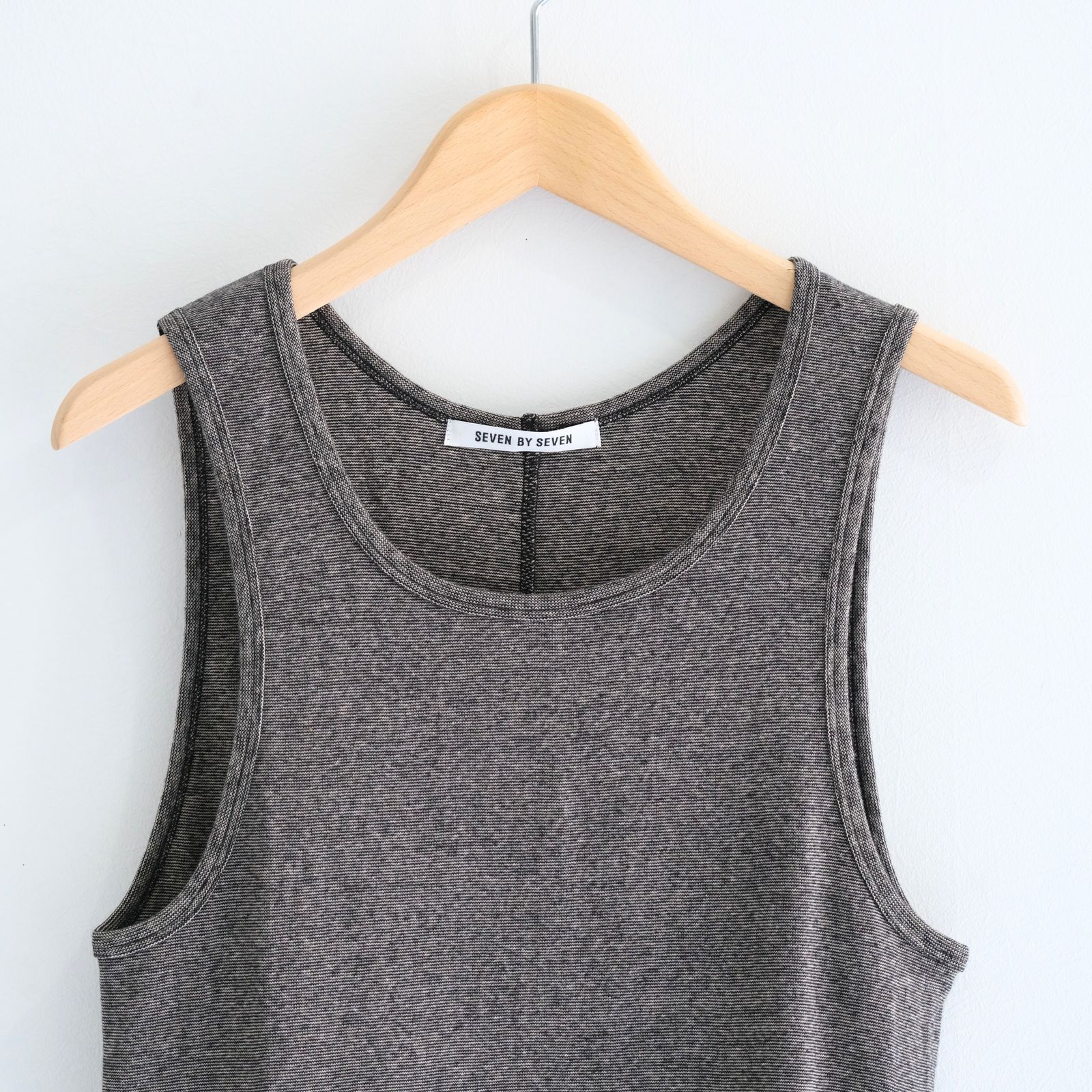 RIB TANK TOP - Mixed “UNSTAINED” yarn - / タンクトップ / BLACK