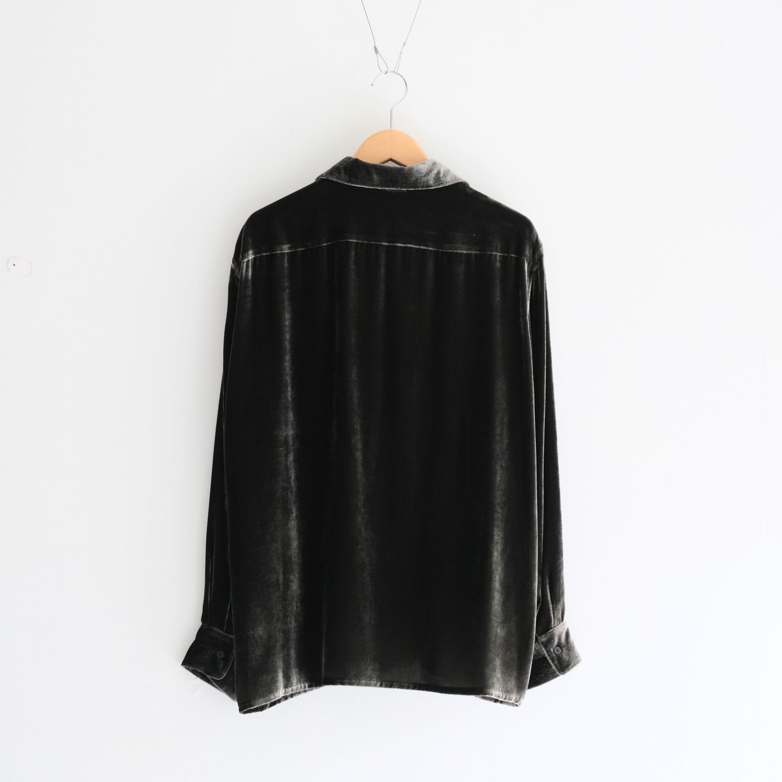 VELVET OPEN COLLAR SHIRTS ‐Silk Rayon‐ / シャツ / 開襟シャツ / シルク / レーヨン / ベルベット / Black