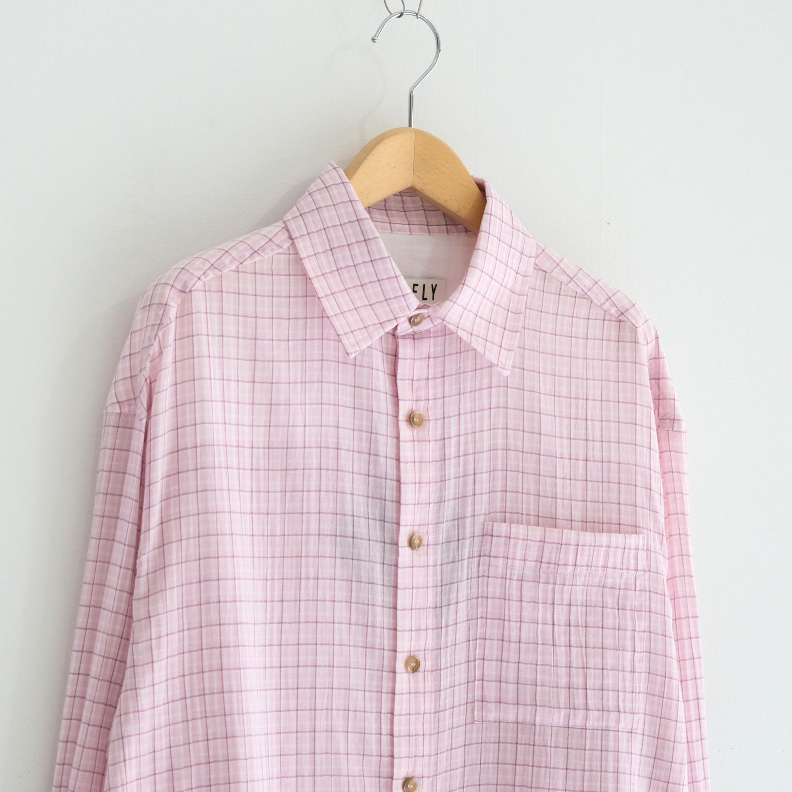 PREMIUM RONACHECK WRINKLE OVER SIZED SHIRTS / シャツ / LEMONADE PINK