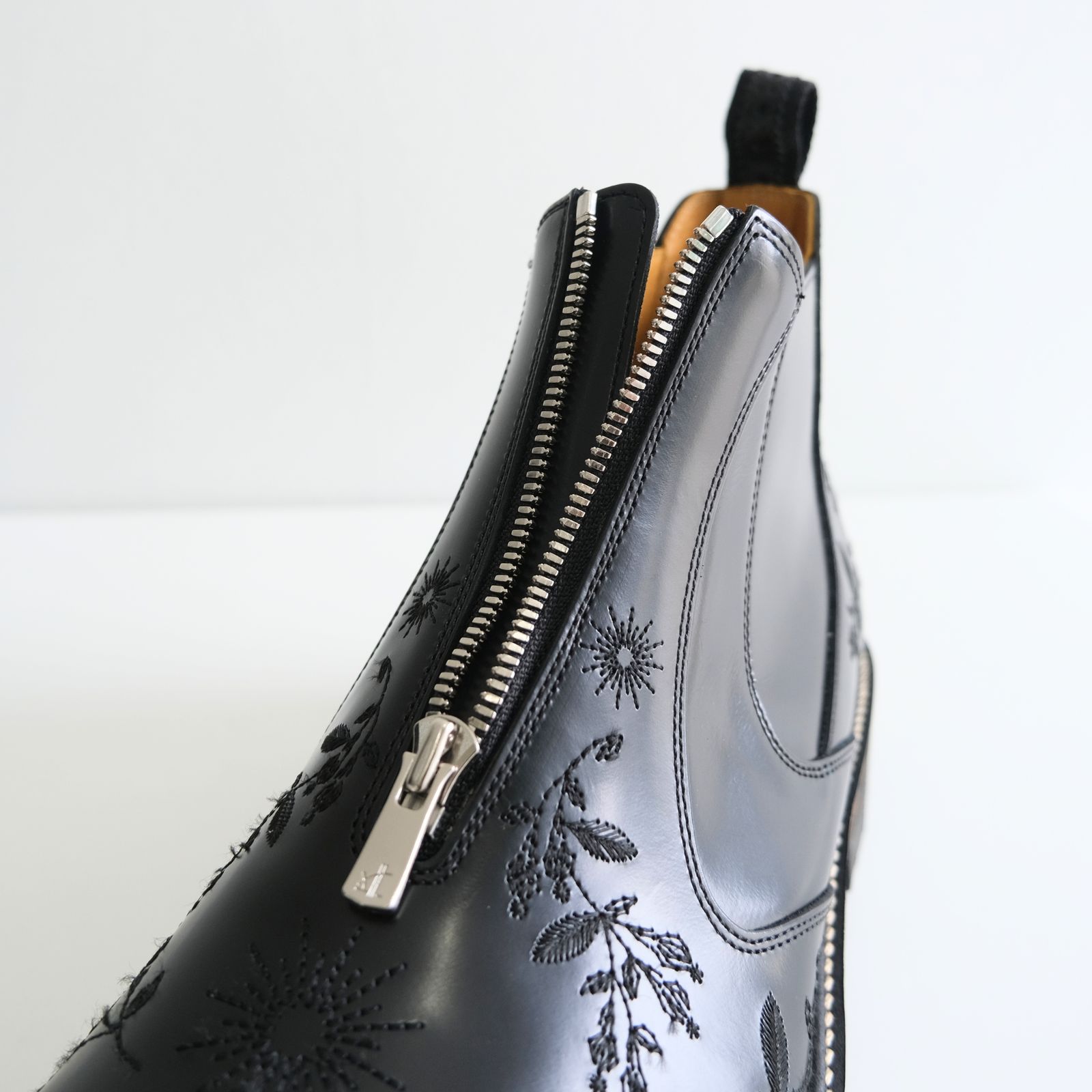 "HUNTER" Embroidered Front-zip Hunting Boots by HARUTA（BLACK）