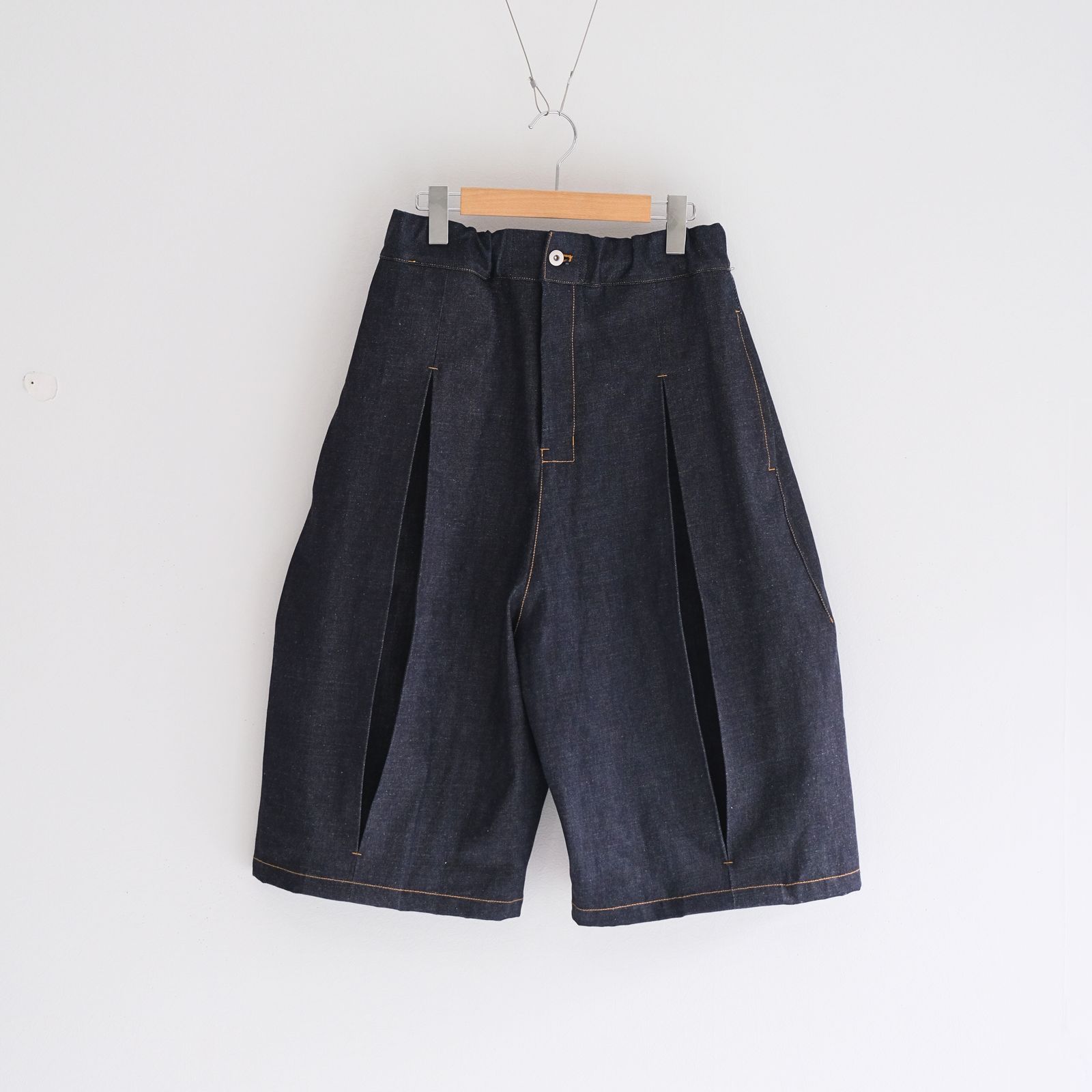 パンツ SAGE NATION BOX PLEATS DENIM SHORT PANTS garb | [SOLD] Sage Nation Box Pleat Shorts - Denim Size M