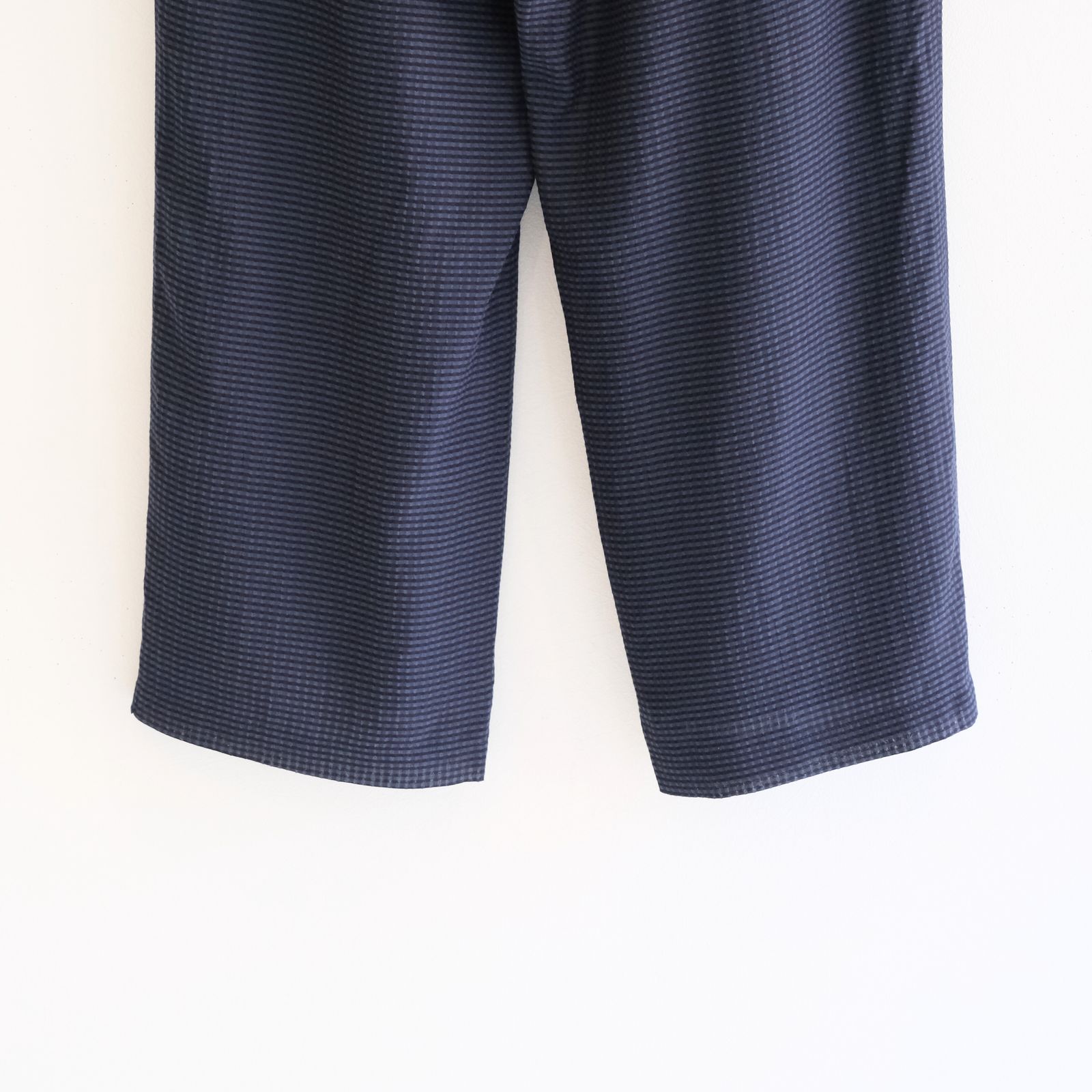 SHEER WESTERN EASY TROUSERS - Gingham check Indian fabric - / パンツ / NAVY