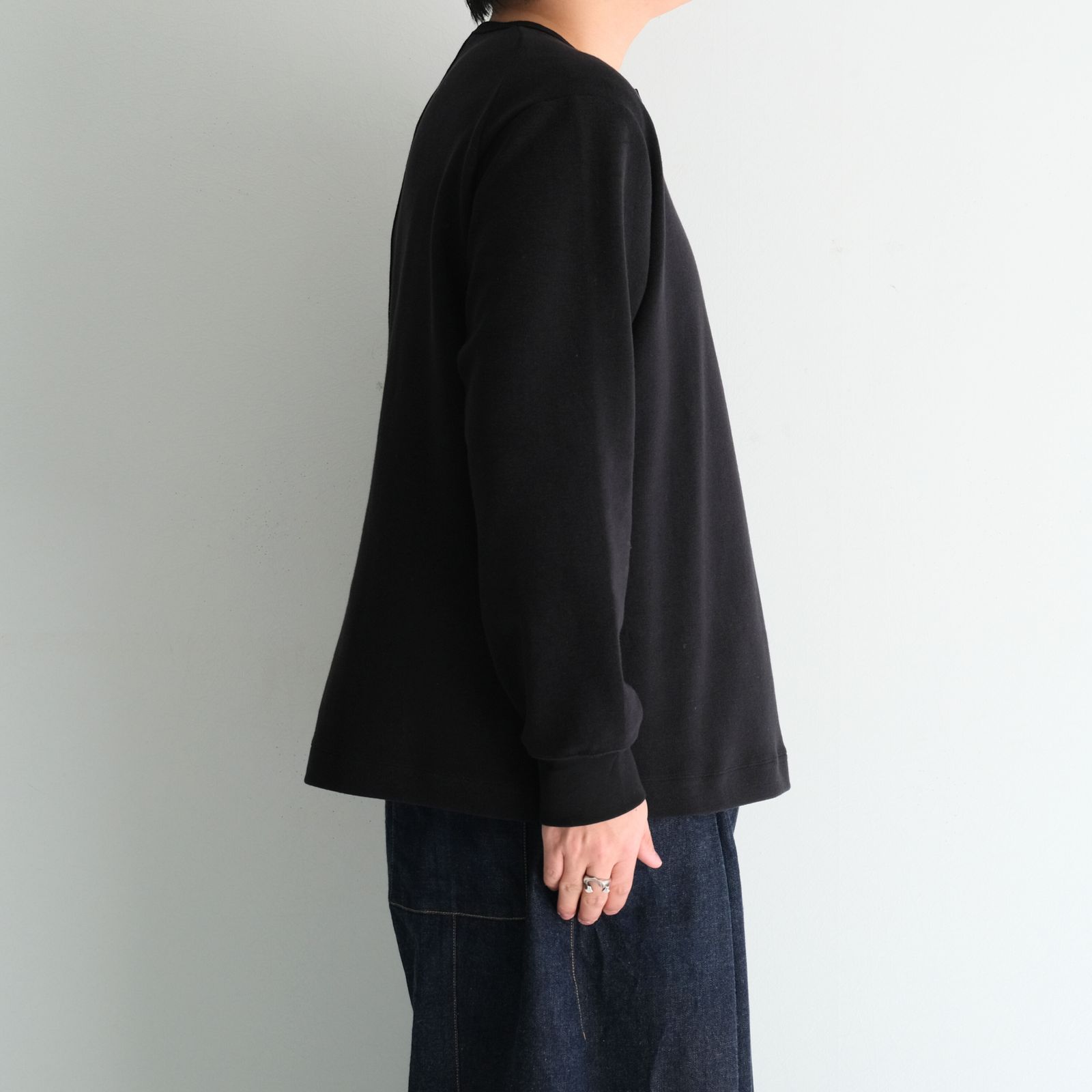 Organic cotton pile - Wim / ヘンリーネック / ロンT / Mat black