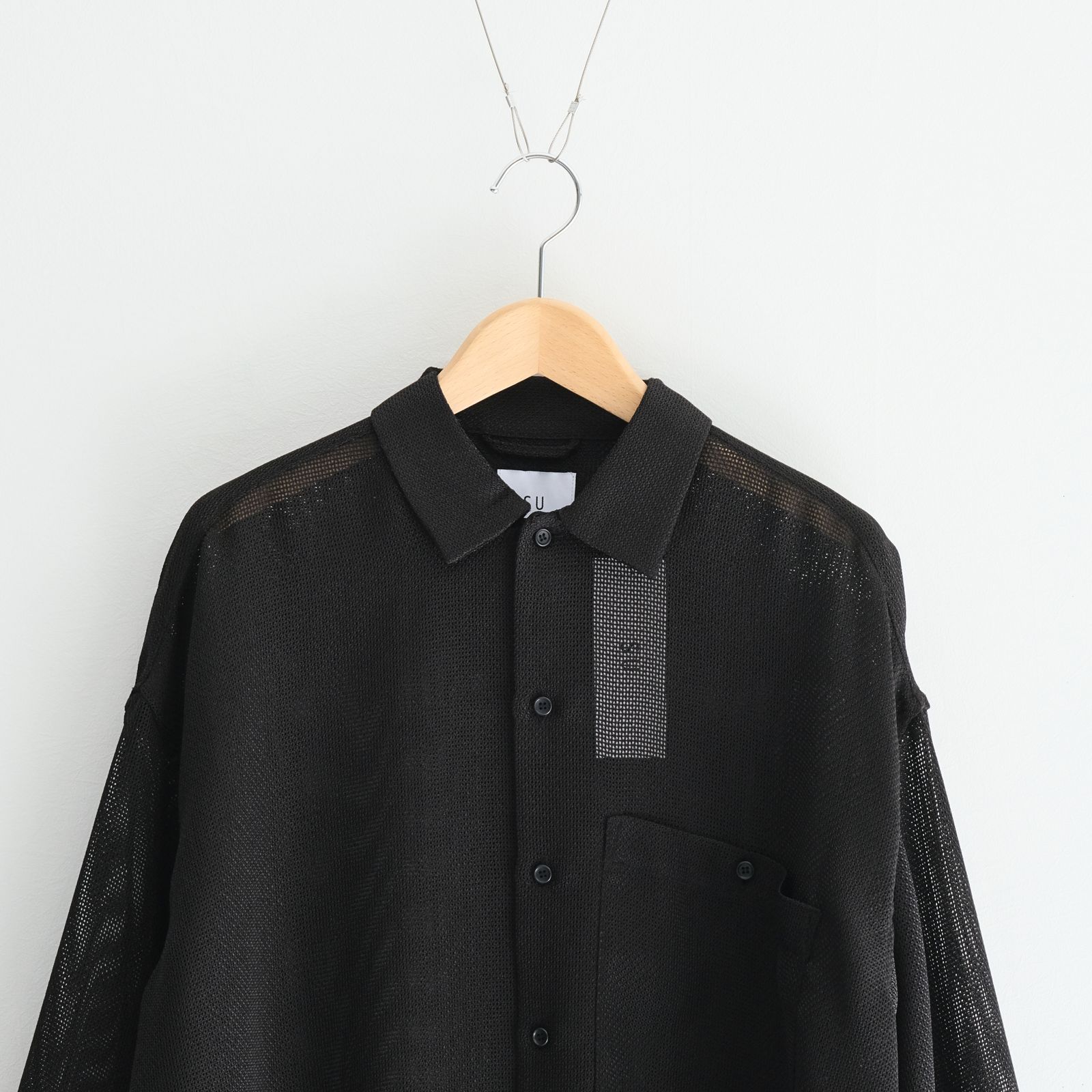 SU - Mesh L/S Shirts / シャツ / 長袖 / Black | iko