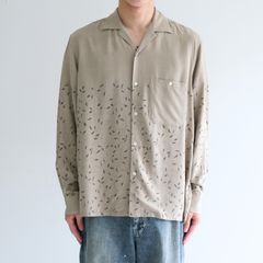 【残り1点】OPEN COLLAR SHIRTS  - Botanical print -（Gray Khaki）
