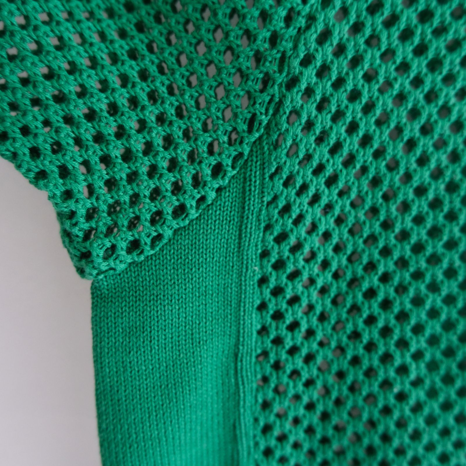 PRINTED FOOTBALL KNIT TEE - Mesh crochet - / フットボール / ニット / ロンT / ロングスリーブTシャツ / Green