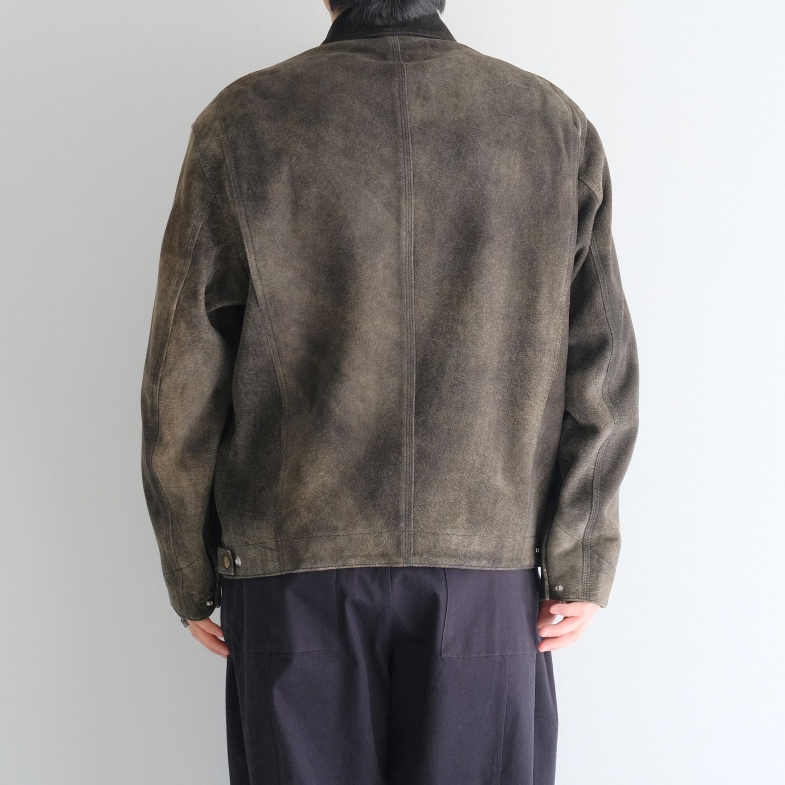 LEATHER DETROITJACKET ‐Goat suede Antique finish‐ / レザーデトロイトジャケット ‐ゴートスエード アンティークフィニッシュ‐（Black）