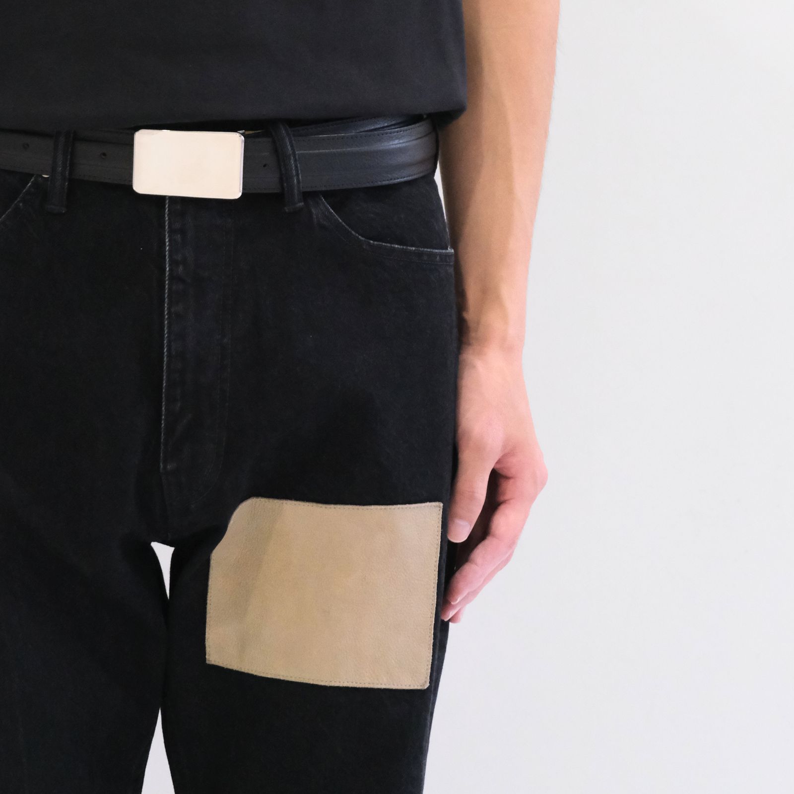 【残り1点】"JUDE II" LEATHER New Standard Straight by 12oz Denim（BLACK）
