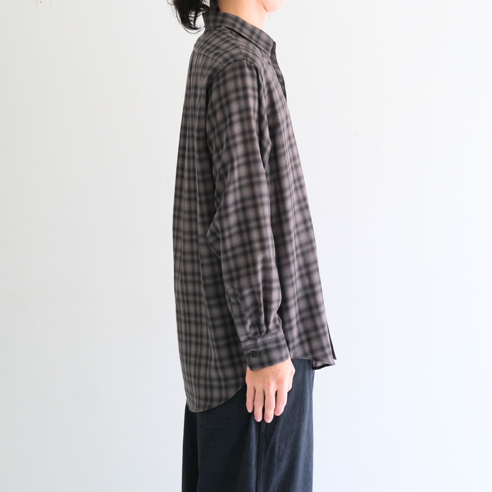 SUPER LIGHT FADED CHECK SHIRT（BLACK / GREY）