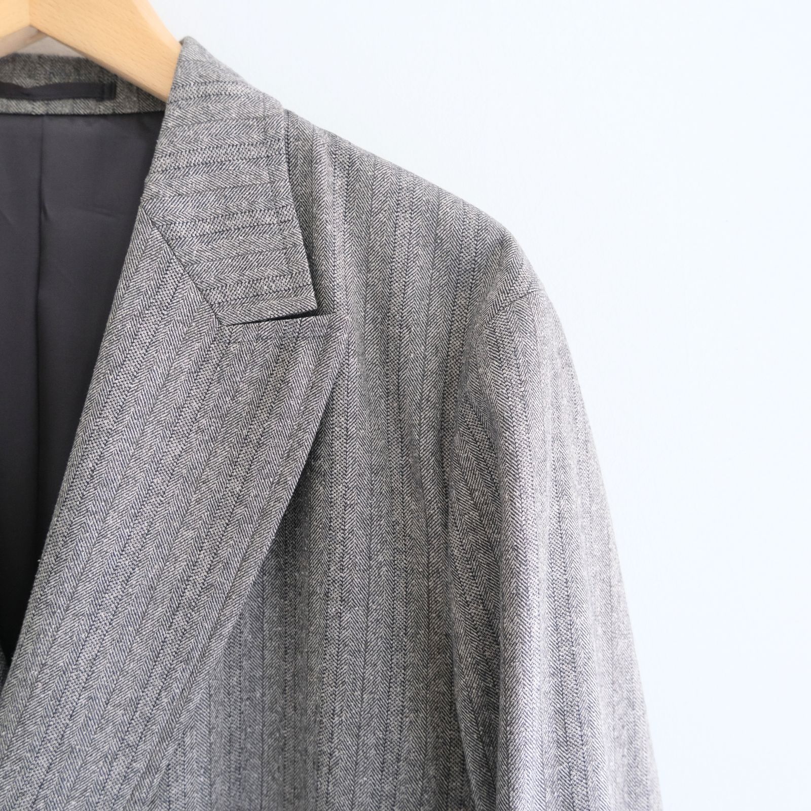 【残り1点】W/S HERRINGBONE STRIPE DB JKT（TAUPE GREY）