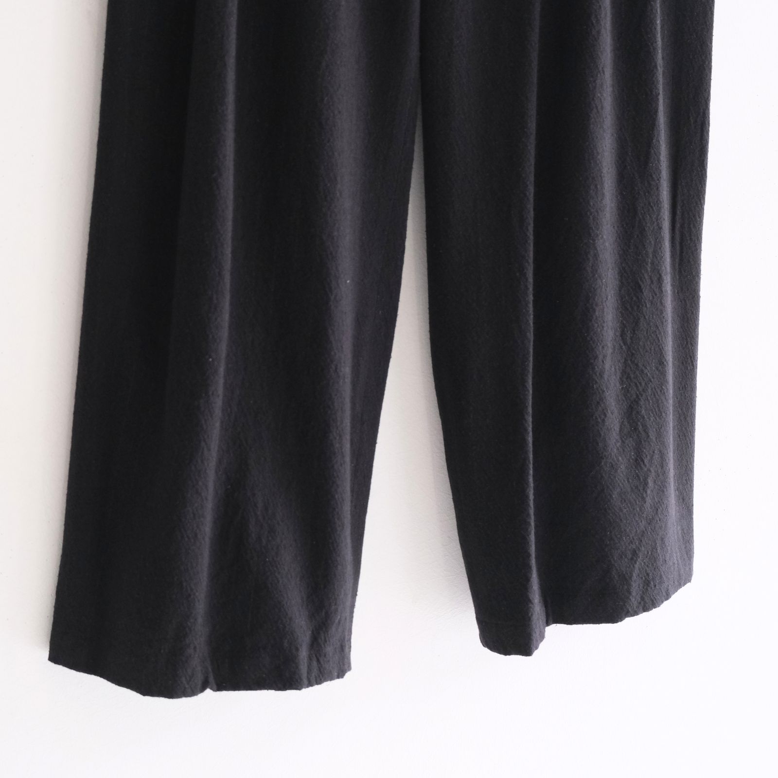 【残り1点】WASHED W/S STRIPE DRAWSTRING WIDE PANTS（BLACK）
