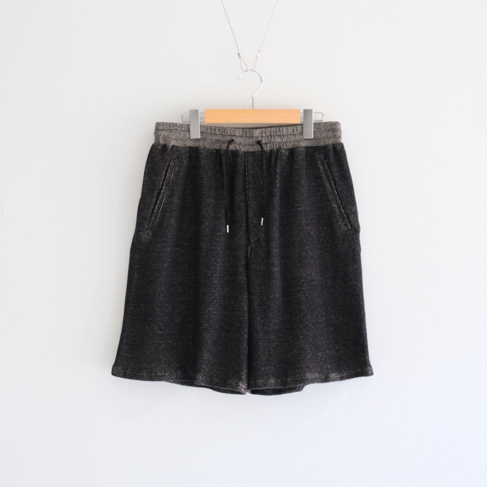 THERMAL SHORT PANTS - Mixed “UNSTAINED” yarn - / ショーツ / パンツ / BLACK