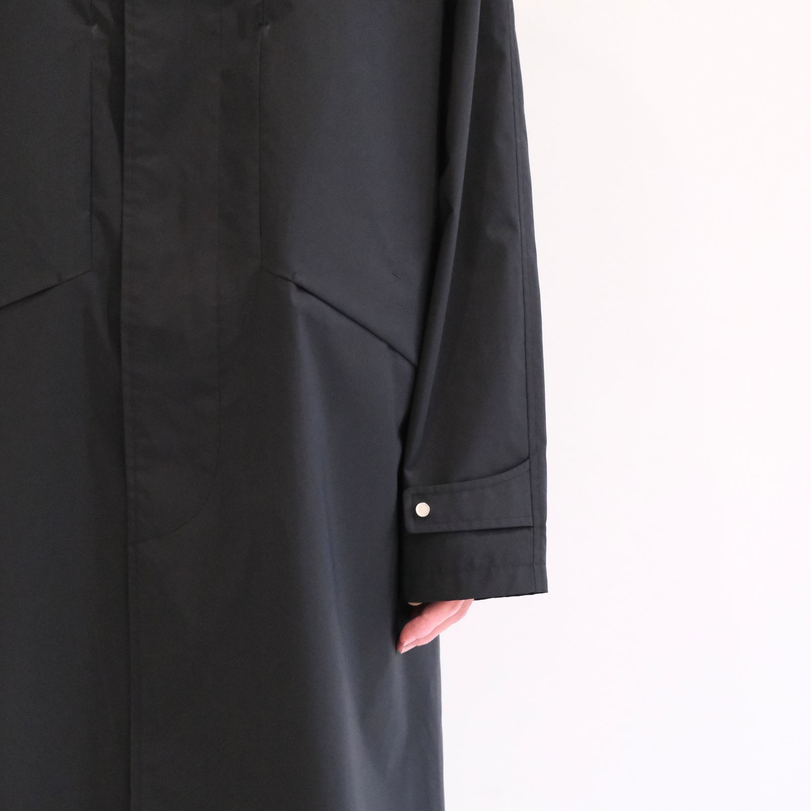 WATER RESISTANT WOOL BALMACAAN COAT（BLACK）