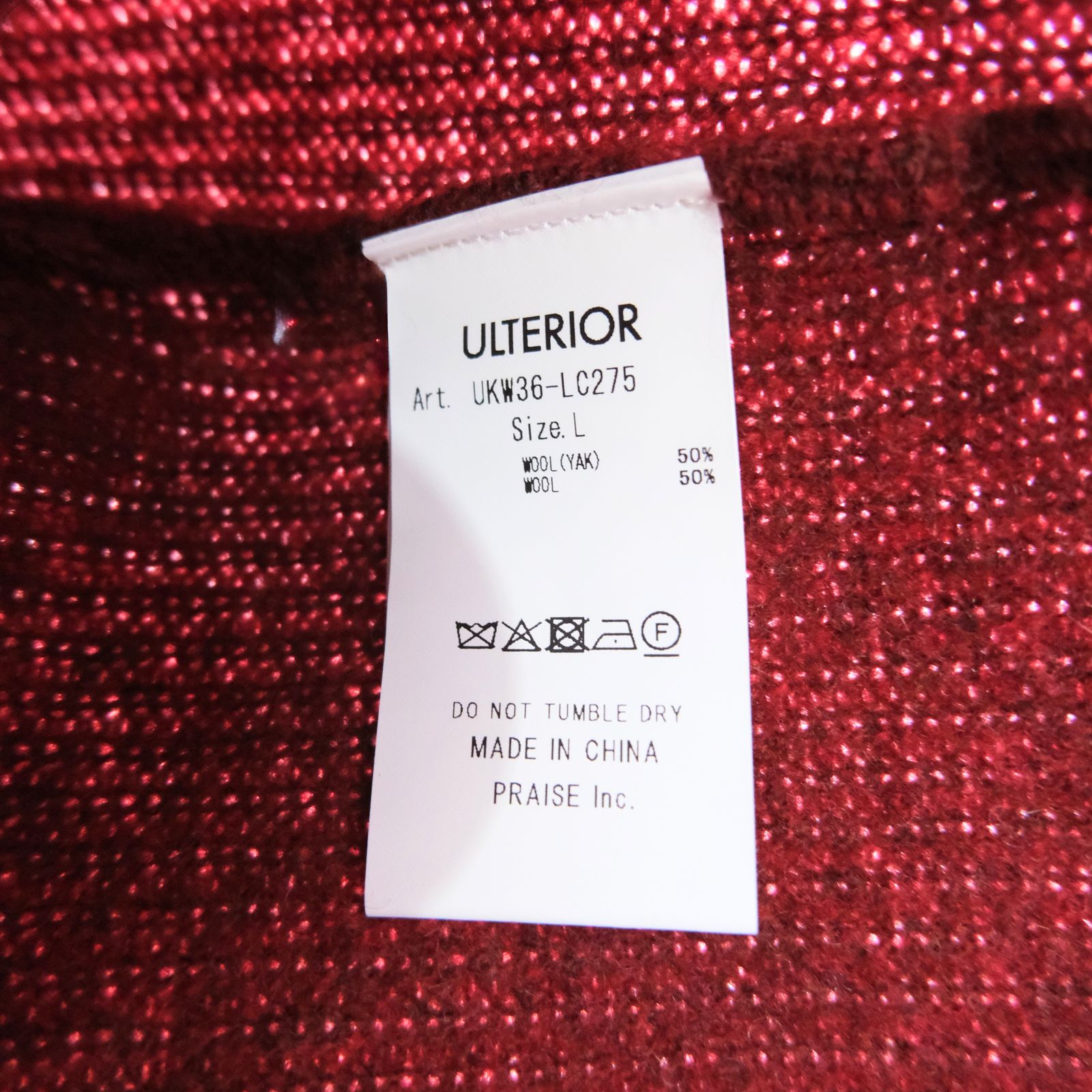 YAK / WOOL RIB DRIVERS KNIT（DARK RED）