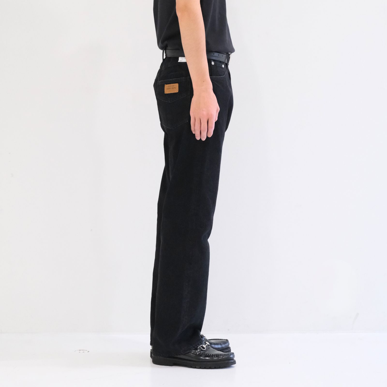 【残り1点】"JUDE II" LEATHER New Standard Straight by 12oz Denim（BLACK）