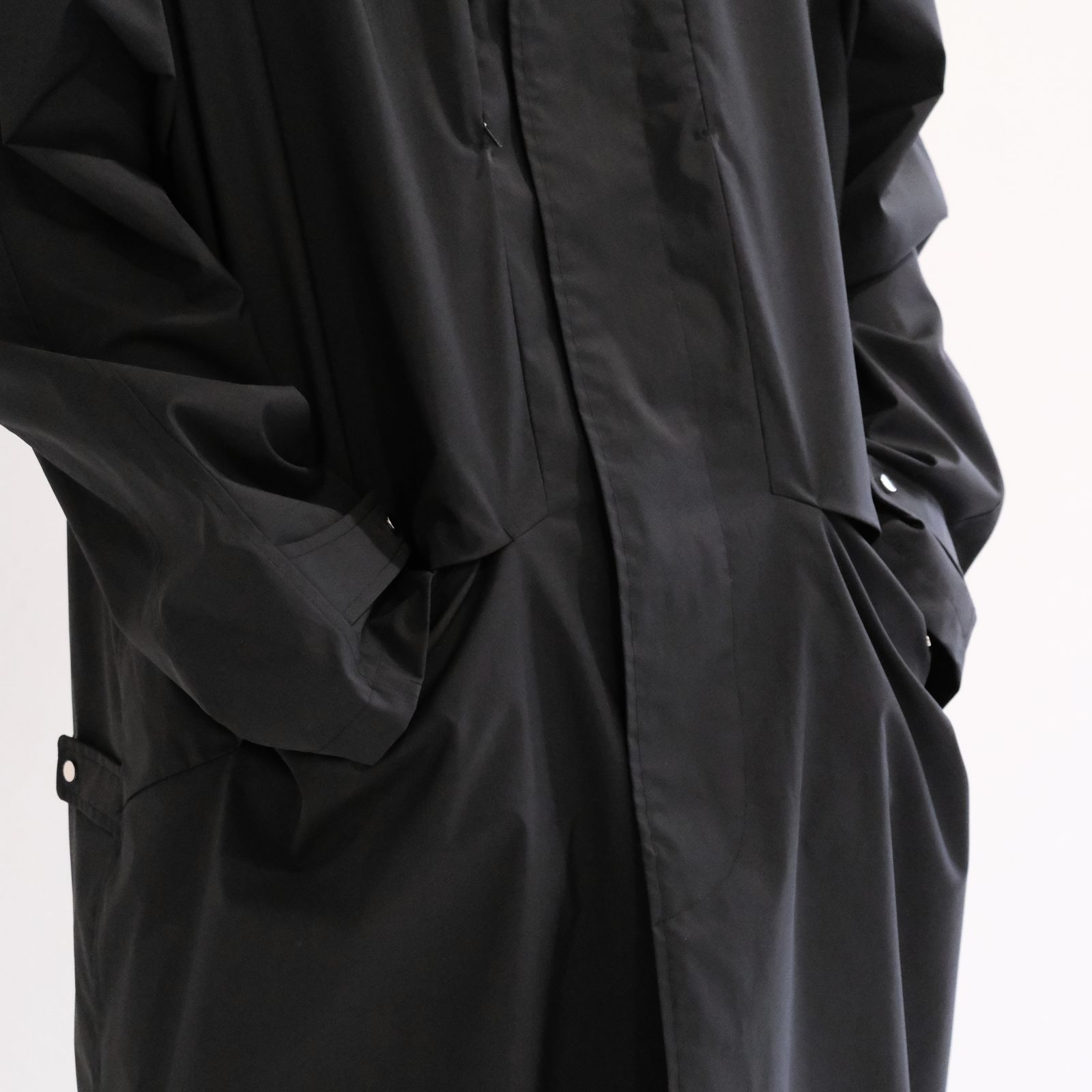 WATER RESISTANT WOOL BALMACAAN COAT（BLACK）