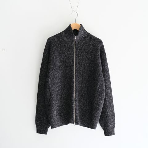 W/C MEALANGE RIB DRIVERS KNIT / ニット/ ドライバーズニット / メリノウール / BLACK