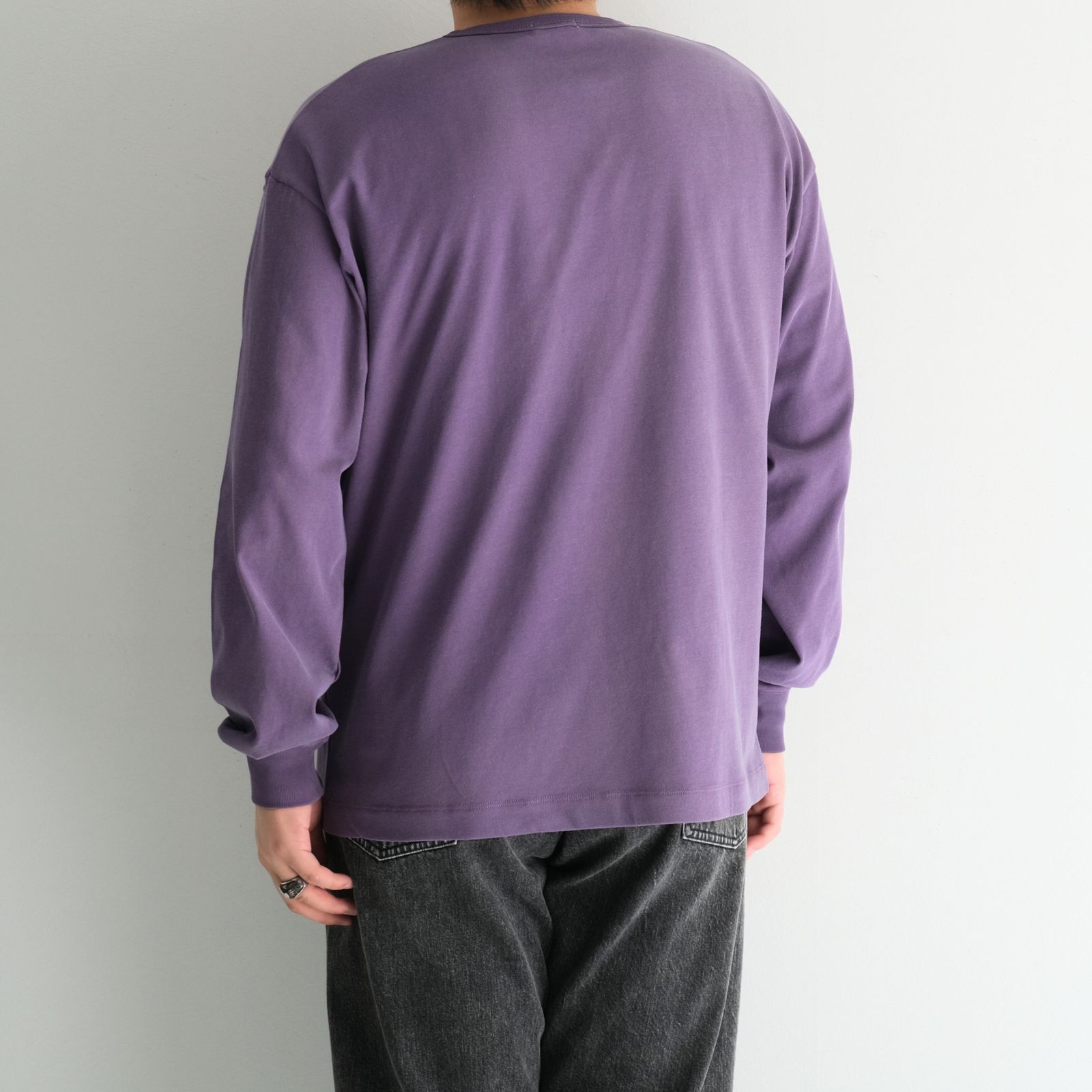 FADED TWIST TENJIKU HENLEY-NECK TOP /フェードツイスト天竺ヘンリーネックトップ（PURPLE）