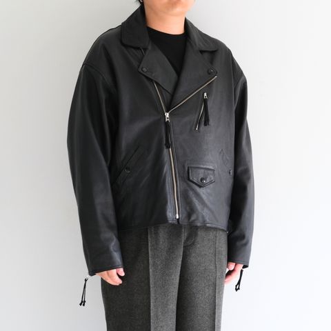 COW SKIN BAGGY RIDER JACKET / SandWaterr × CCU / ジャケット / レザージャケット / ライダース / COW SKIN / 牛革 / BLACK