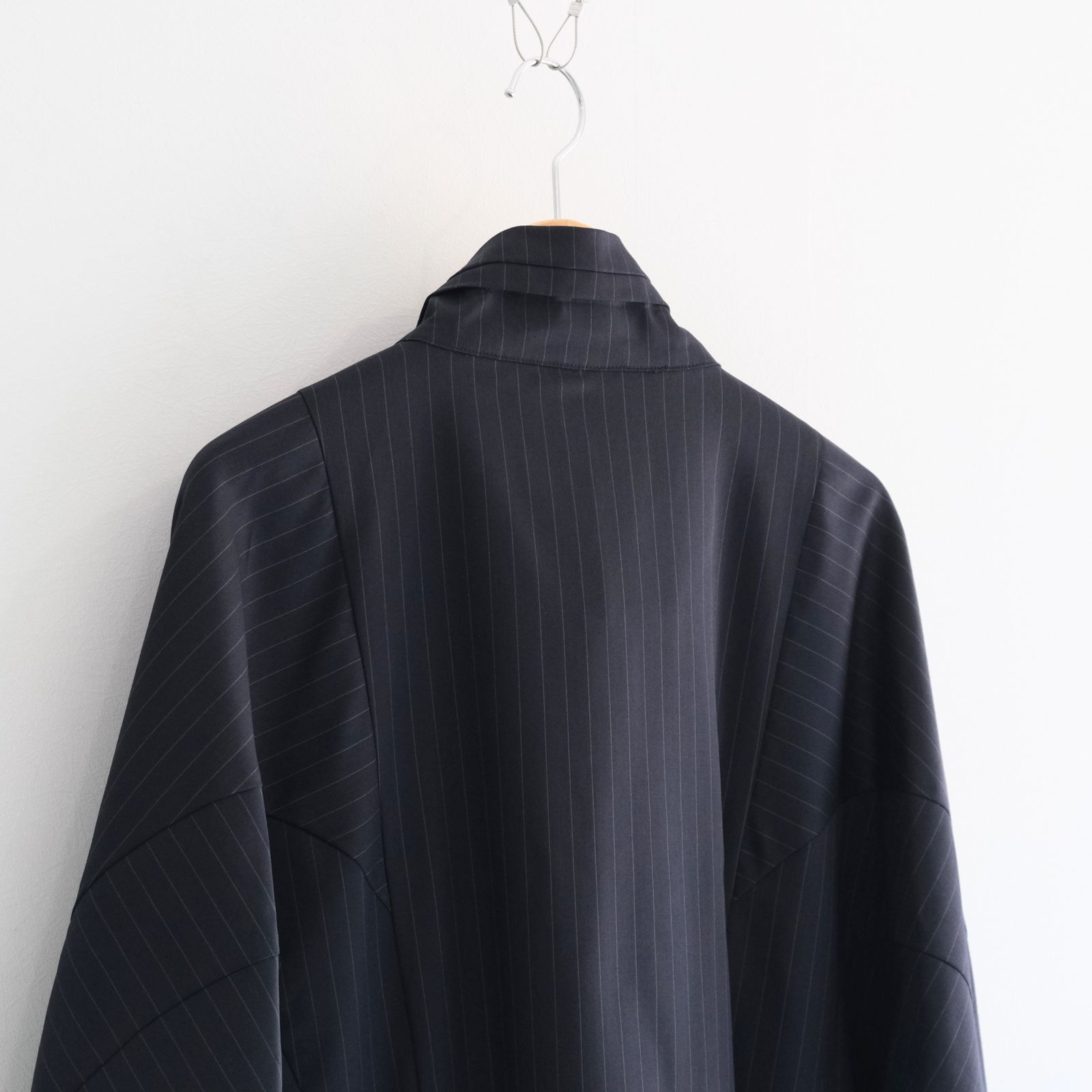 Merino Wool Stand Collar Blouson / メリノウール スタンドカラー ブルゾン（NAVY STRIPE）